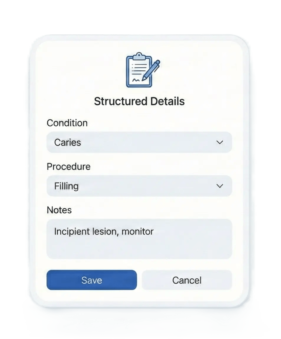 Structured patient details form
