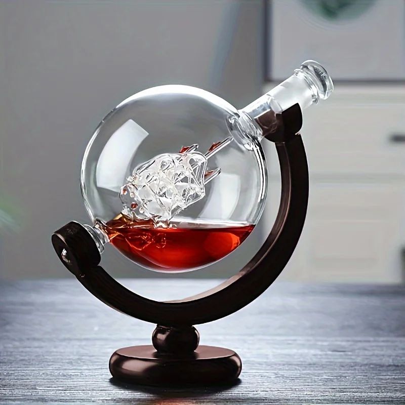 whiskey decanter with globe design