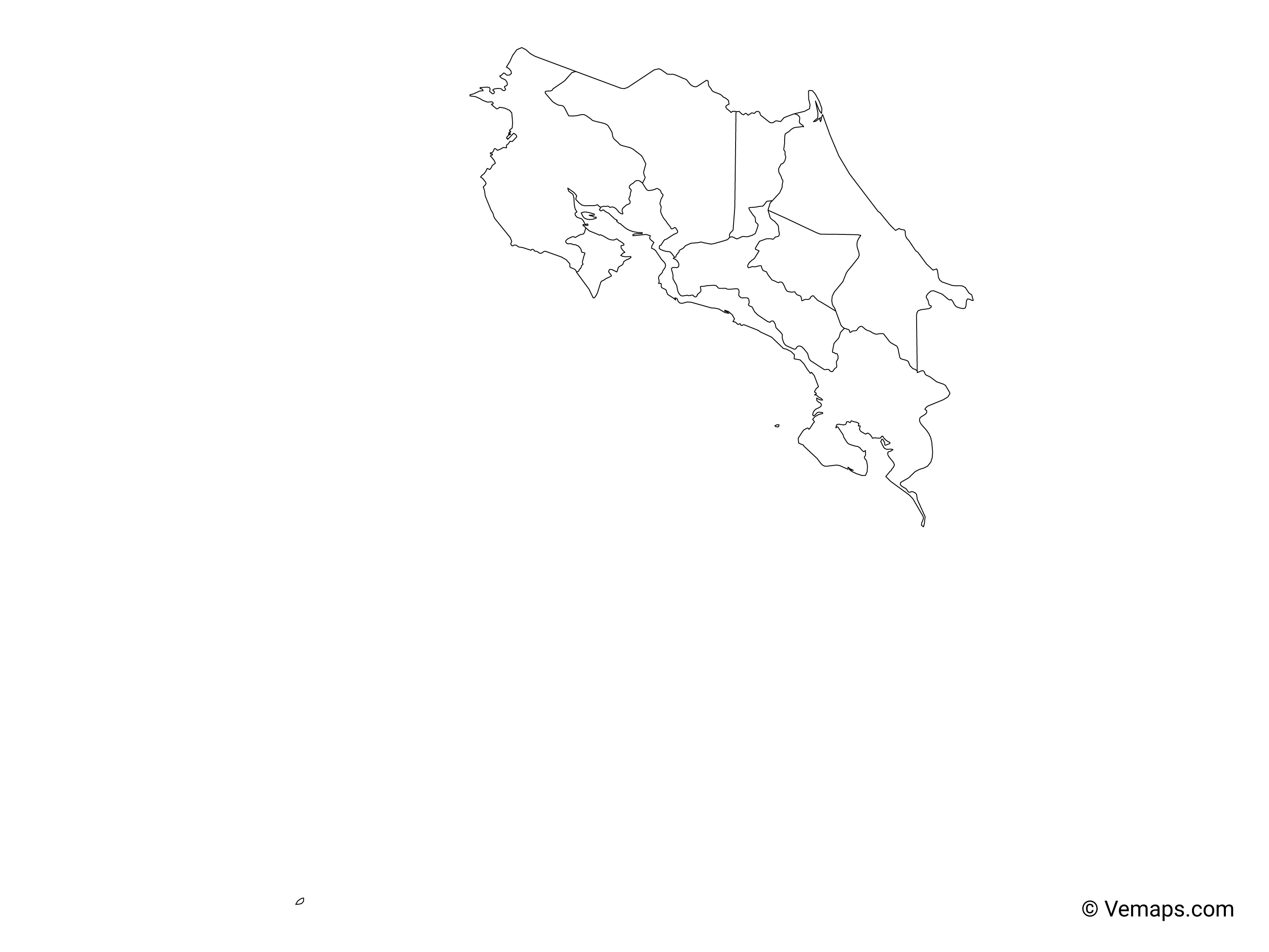 Outline Map Of Costa Rica With Provinces Free Vector Maps Cr 02 