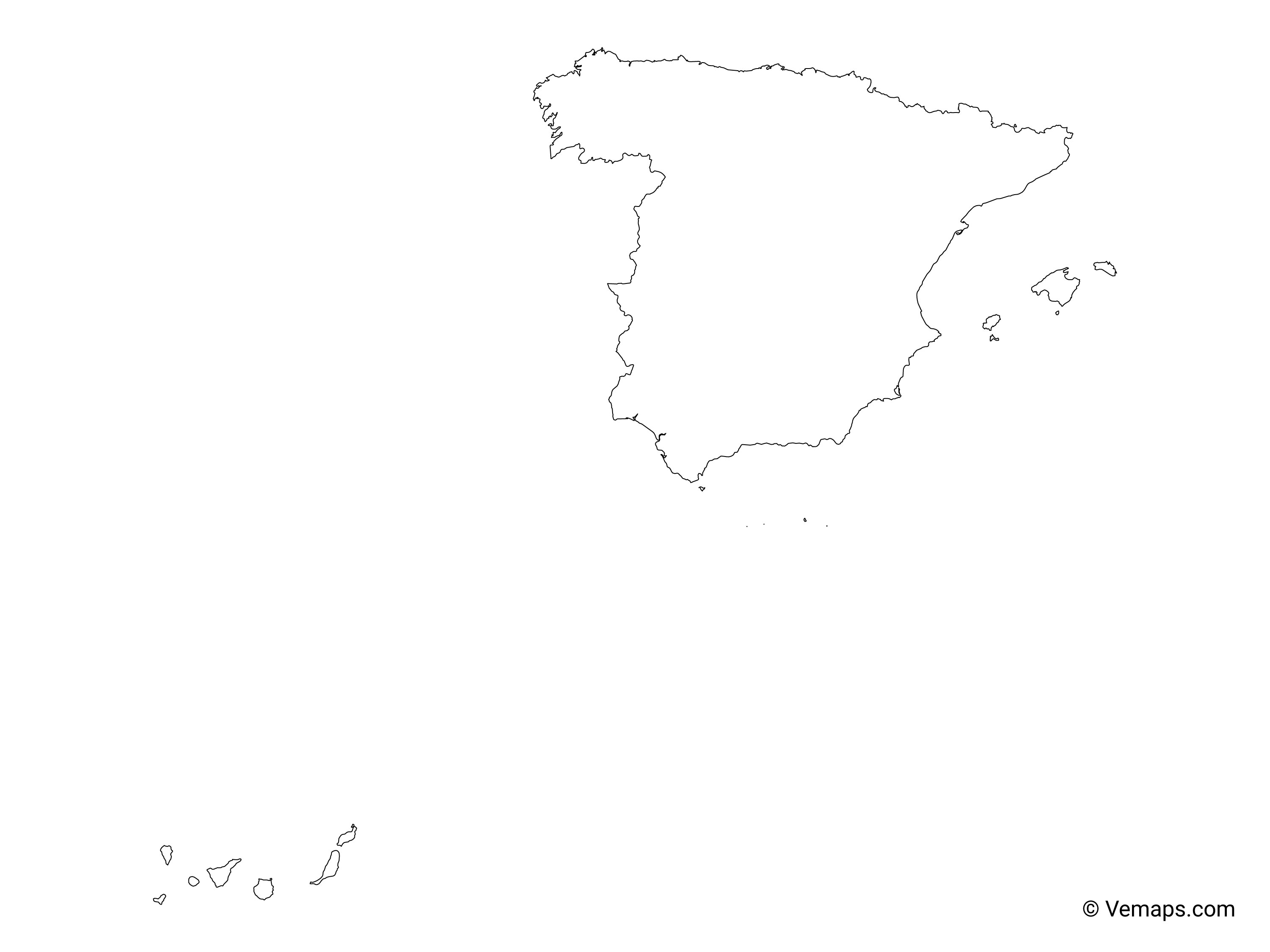 Outline Map Of Spain Free Vector Maps Es 01 