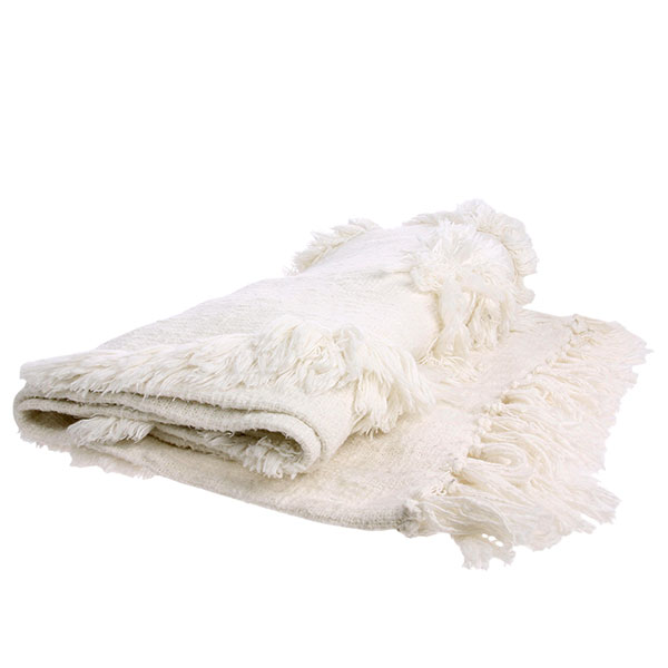 white fringe throw