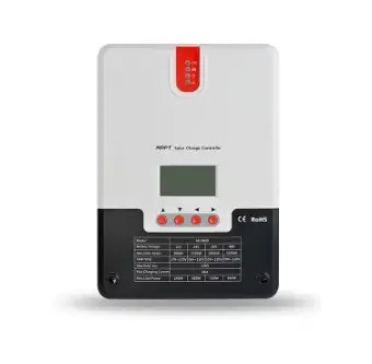 Wall-mounted MPPT solar charge controller with LCD display and terminal block