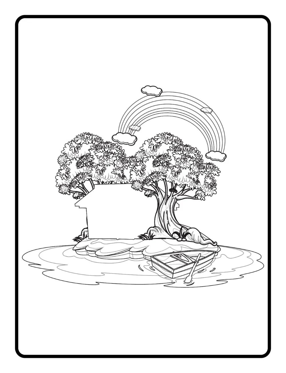 Free tree house coloring pages for download (printable pdf)