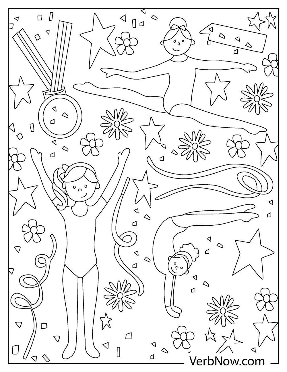 Free gymnastics coloring pages for download (printable pdf)