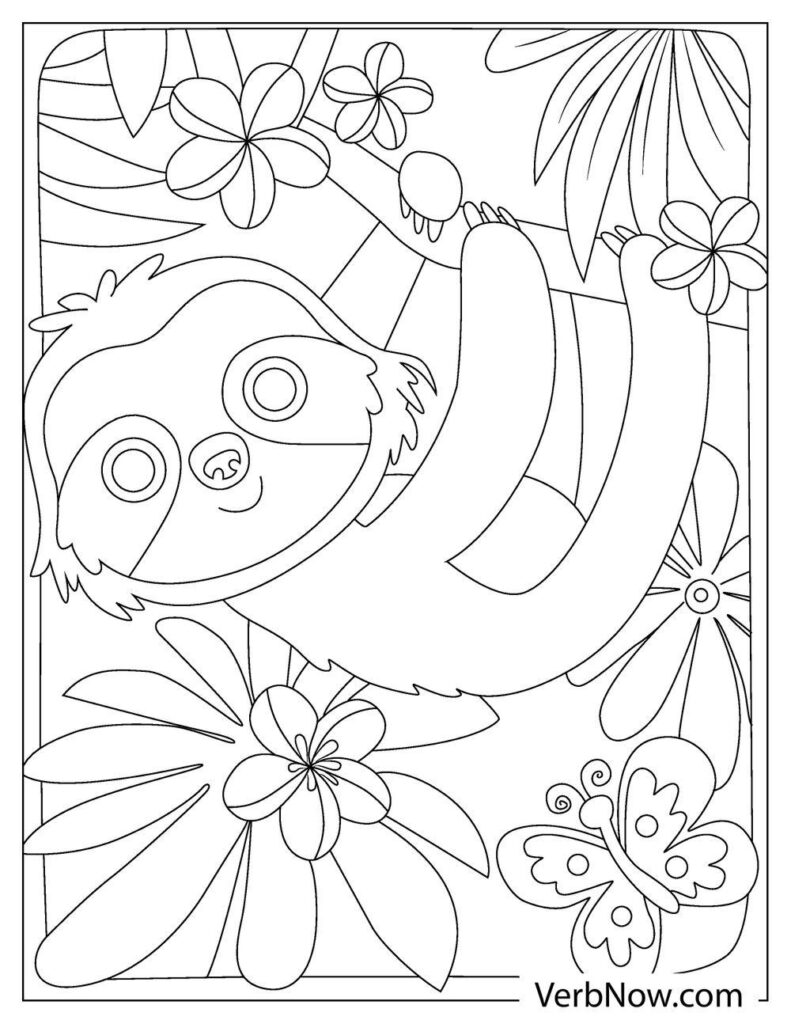 free sloth coloring pages book for download printable pdf verbnow