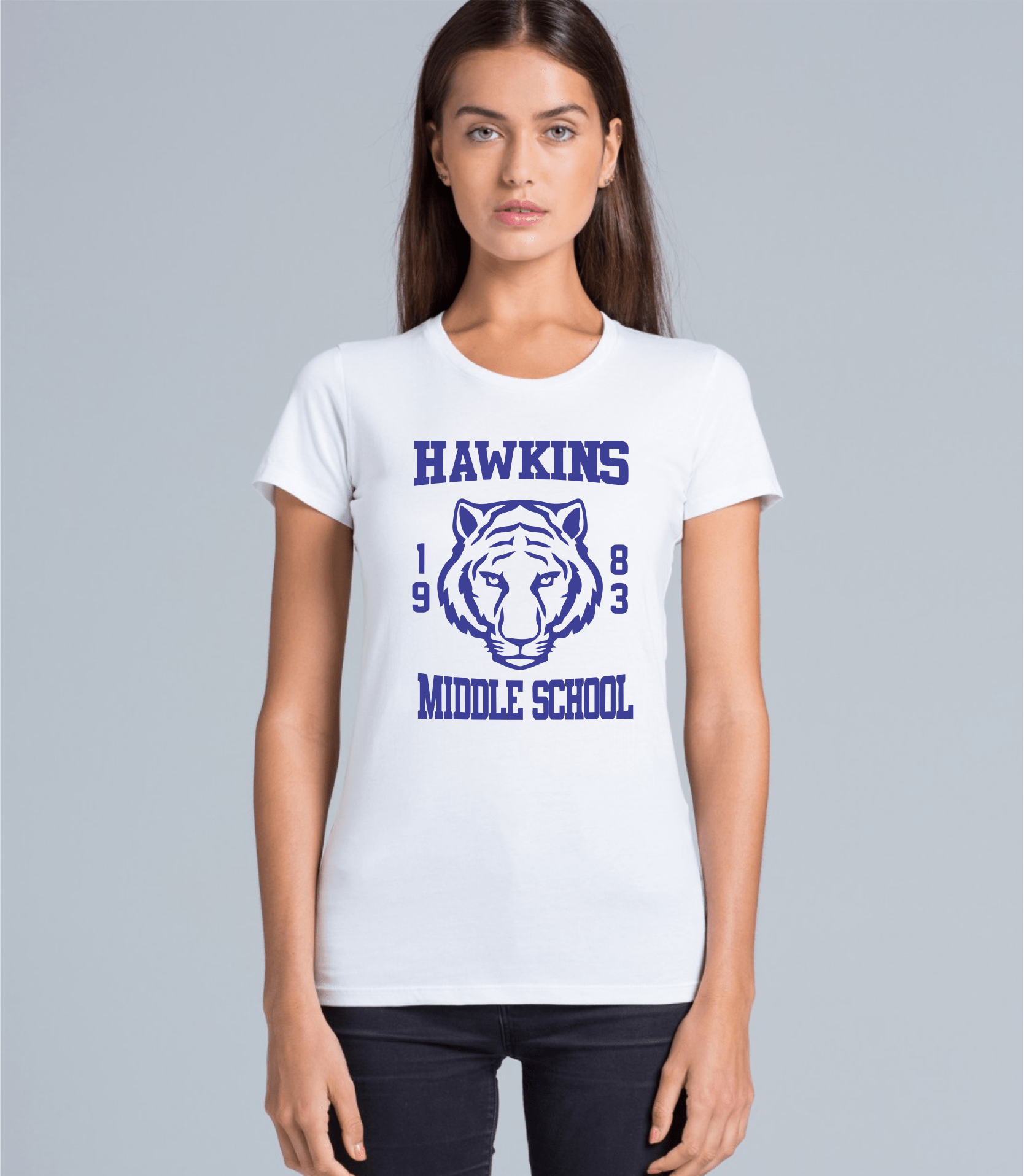 Stranger Things Hawkins Mid School T-shirt met korte mouwen, grijs, één maat, uniseks, kinderen, grijs, één maat, grijs