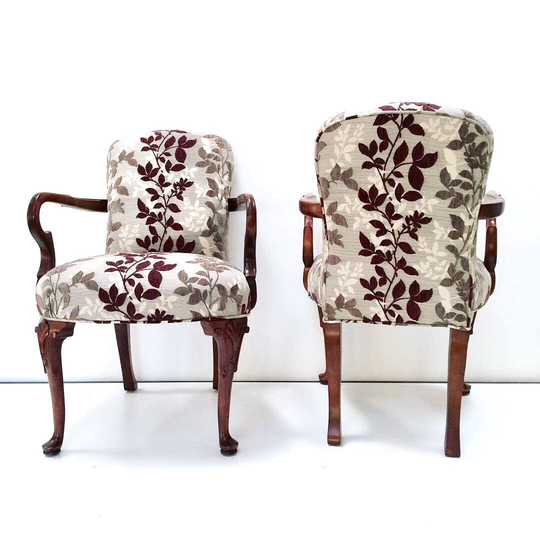 A modern floral for a classic pair of chairs.