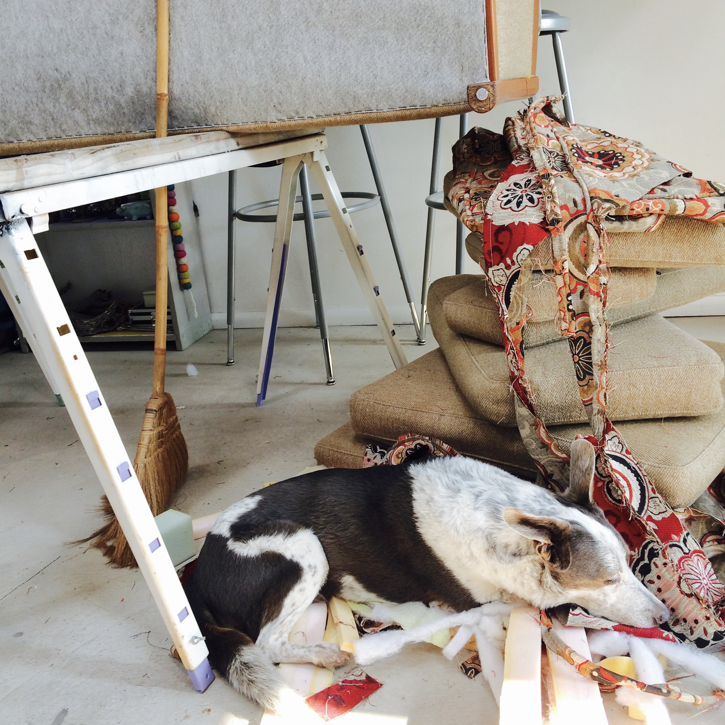 Sweeping crew napping on the job.