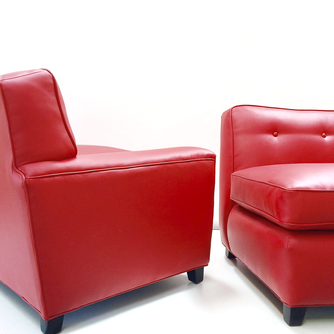 This massive vintage sectional is now dog friendly, thanks to durable vinyl.