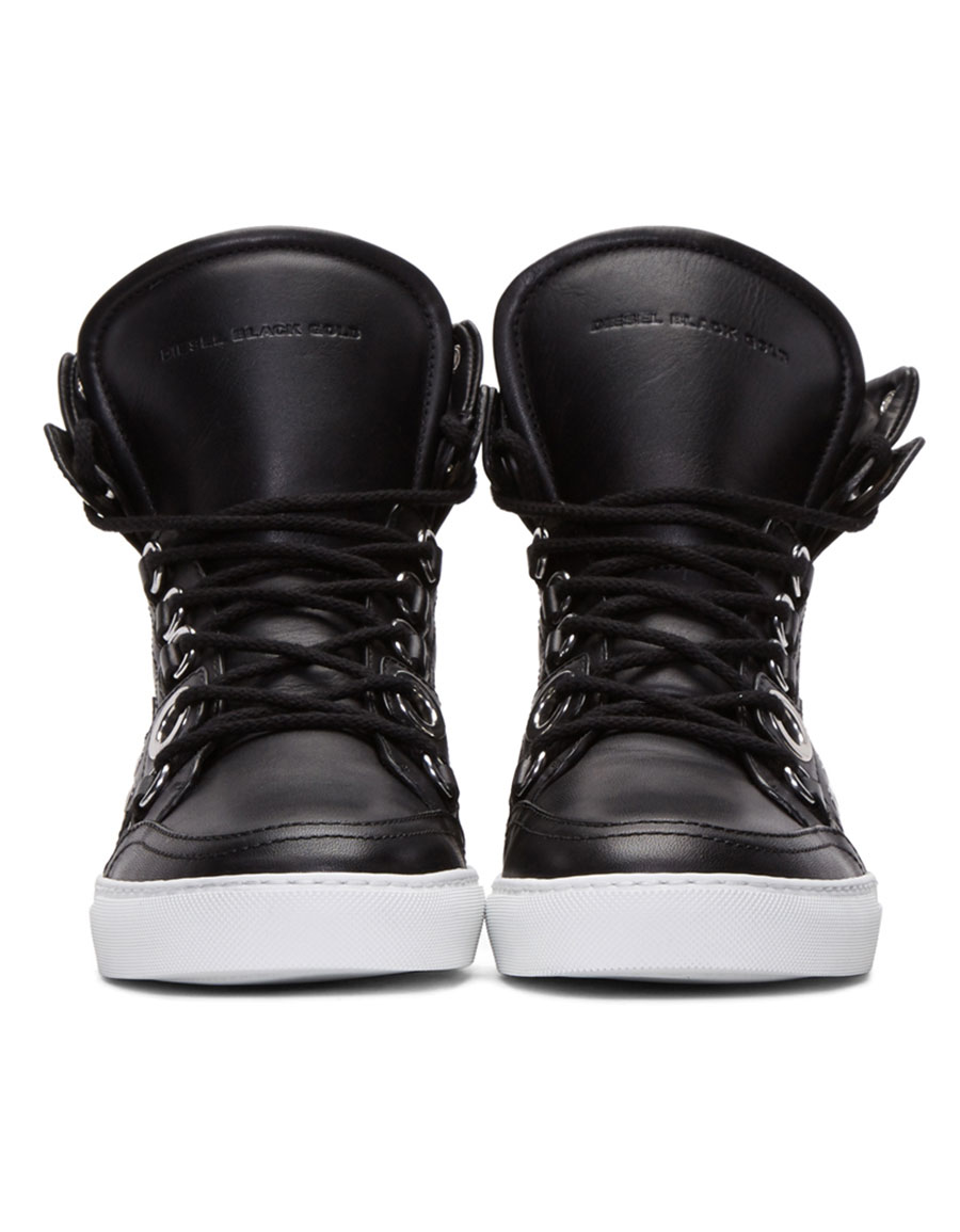 diesel black gold high top sneakers