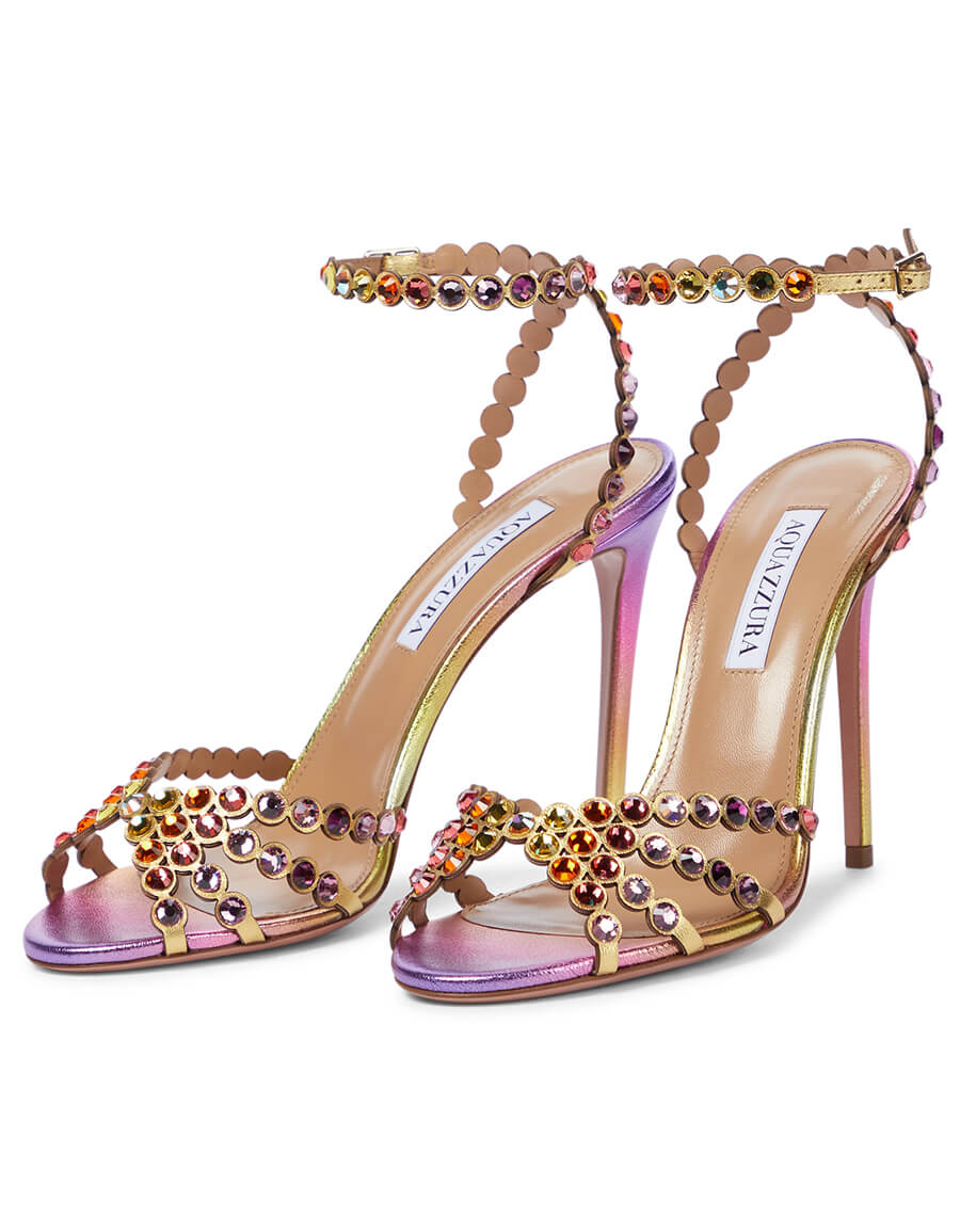 AQUAZZURA Tequila 105 embellished leather sandals · VERGLE