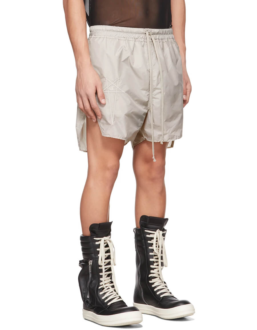 RICK OWENS Beige Champion Edition Satin Dolphin Boxers Shorts · VERGLE
