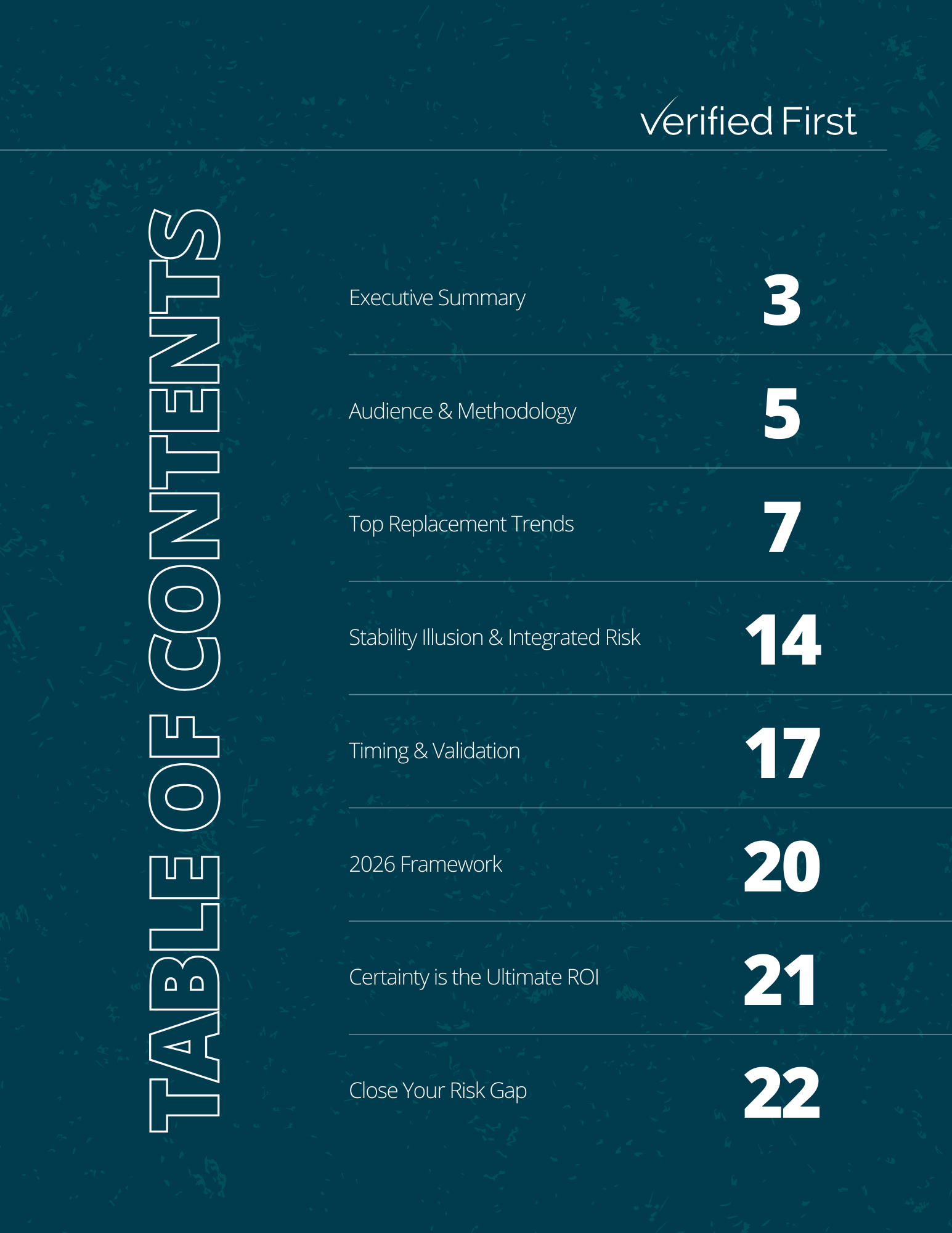Table of Contents for the Verified First 2026 HR Tech Report.