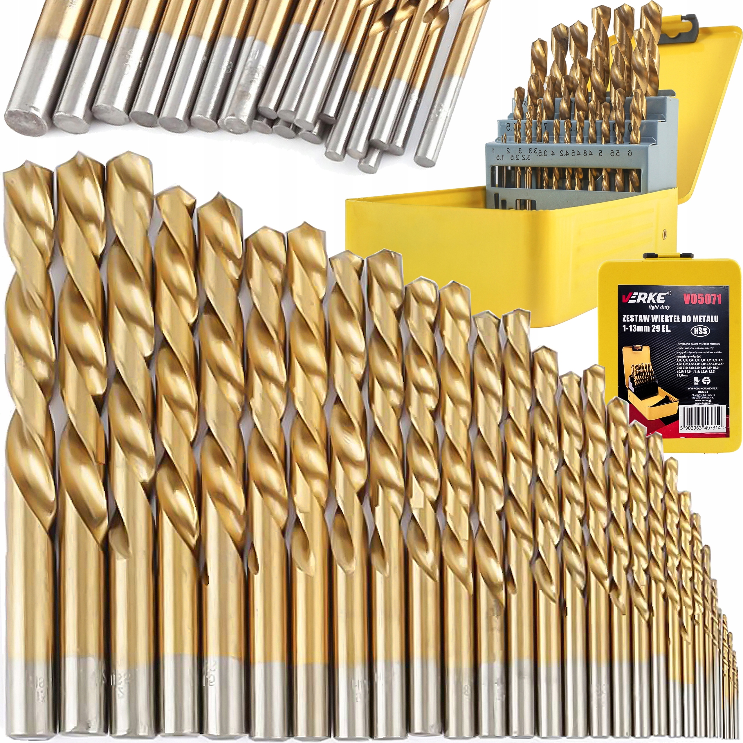 WIERTŁA DO METALU ZESTAW WIERTEŁ 1,5-13mm 29el HSS | V05071 | 5902963497314