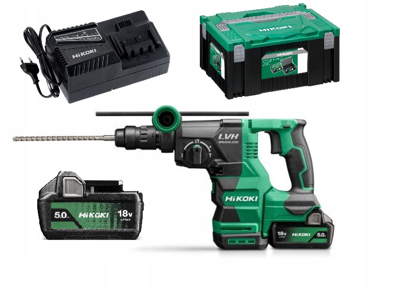 HIKOKI MŁOTOWIERTARKA SDS-PLUS DH1826DC WPZ 18V 3,2J 2x5,0Ah BL +UCHWYT | DH1826DCWPZ | 4966376406043