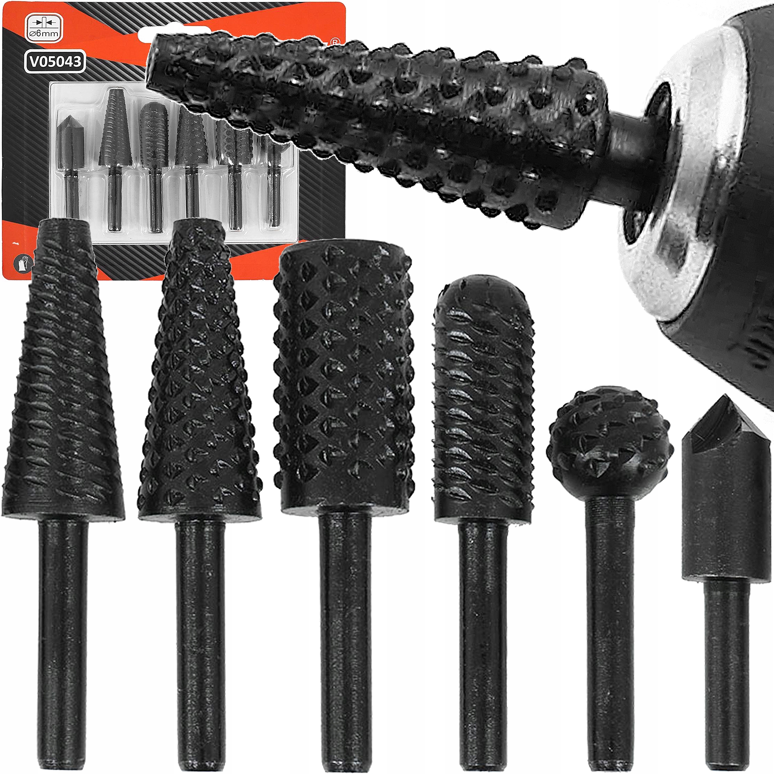 FREZY TARNIK DREWNA METALU FREZ TRZPIENIOWY 6mm ZESTAW 6szt | V05043 | 5904673572770