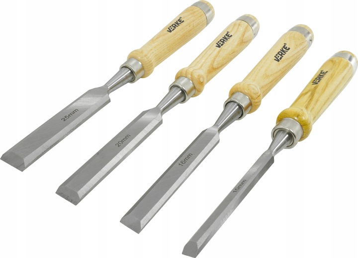 DŁUTA DO DREWNA STOLARSKIE PŁASKIE ZESTAW DŁUT DŁUTO 4szt 10, 16, 20, 25 mm | V05078 | 5908224744975
