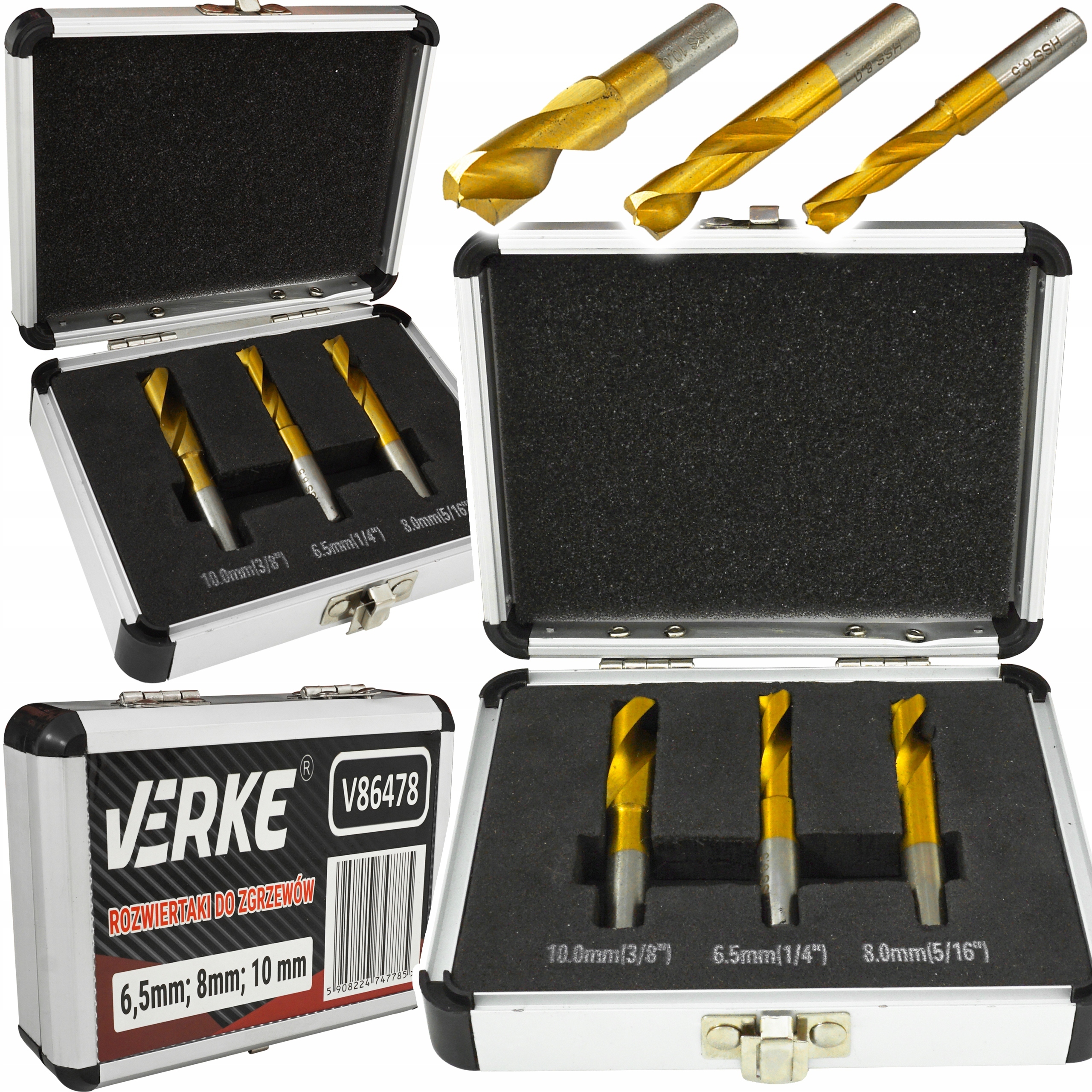 ZESTAW WIERTEŁ ROZWIERTAKÓW ROZWIERTAKI DO ZGRZEWÓW SPAWÓW SPOIN FREZY 3 EL | V86478 | 5908224747785