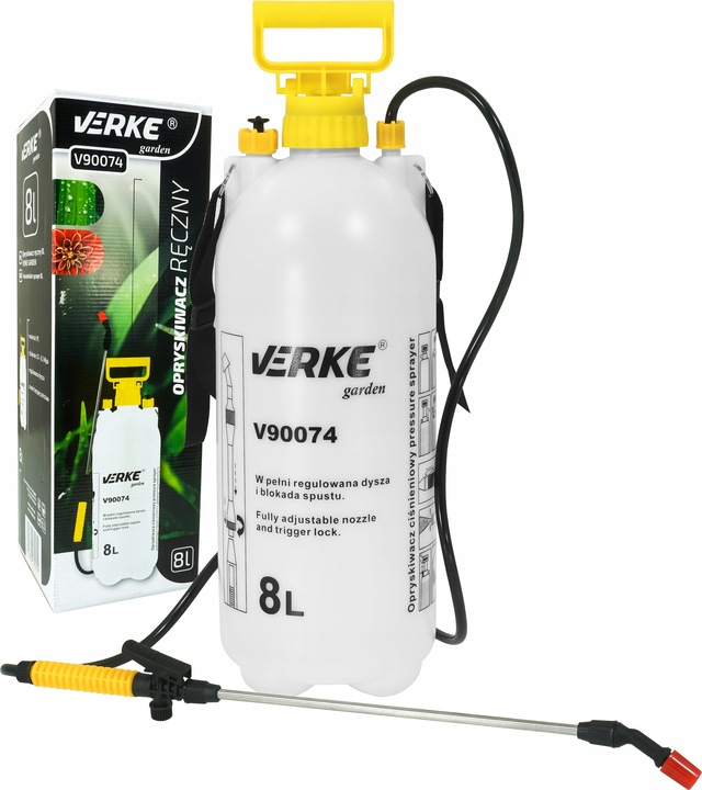 OPRYSKIWACZ CIŚNIENIOWY RĘCZNY OGRODOWY SPRYSKIWACZ DŁUGA LANCA 8L | V90074 | 5908224745729