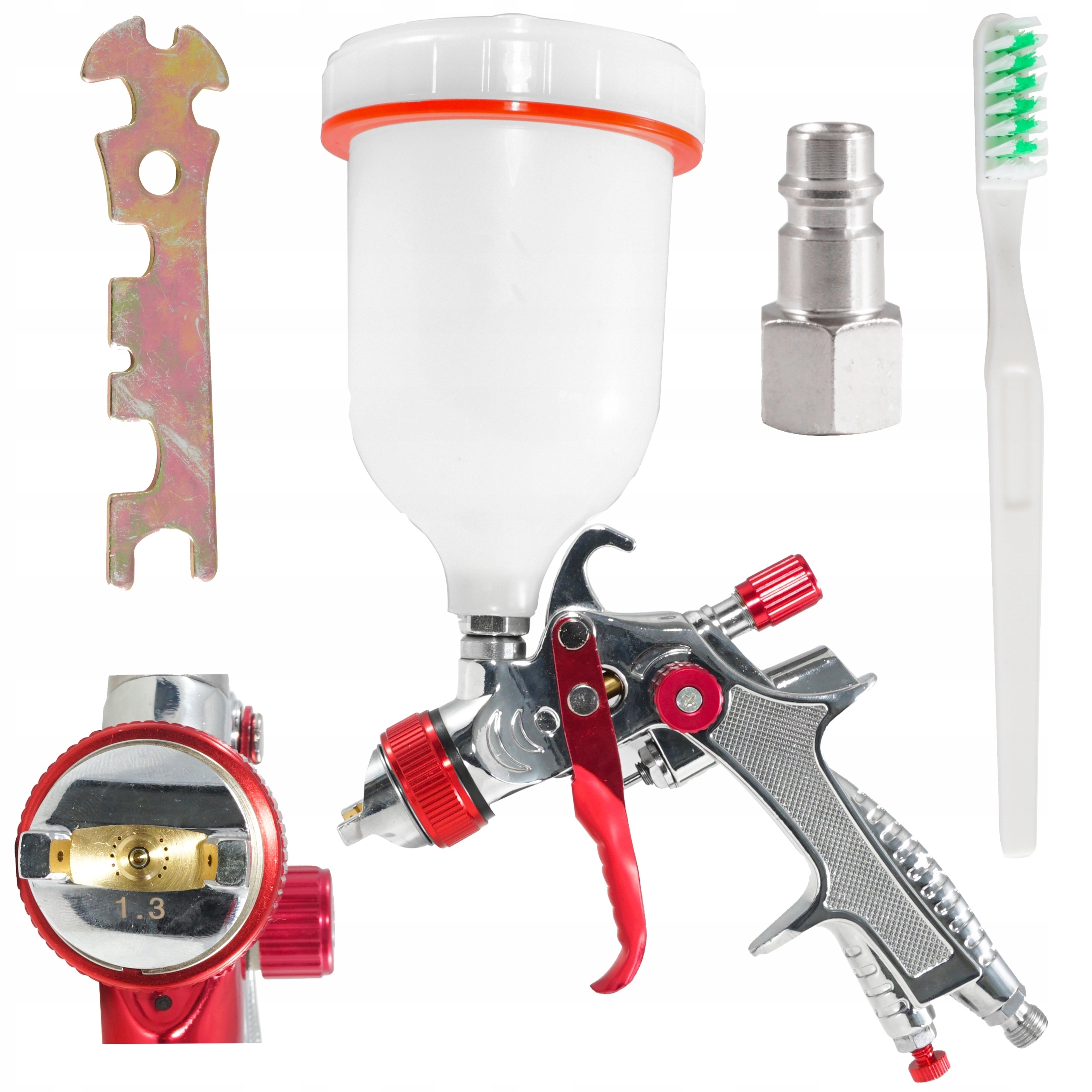PISTOLET LAKIERNICZY DO MALOWANIA MALARSKI HVLP DYSZA 1,3mm ZBIORNIK 600 ML | V81297 | 5902963493736