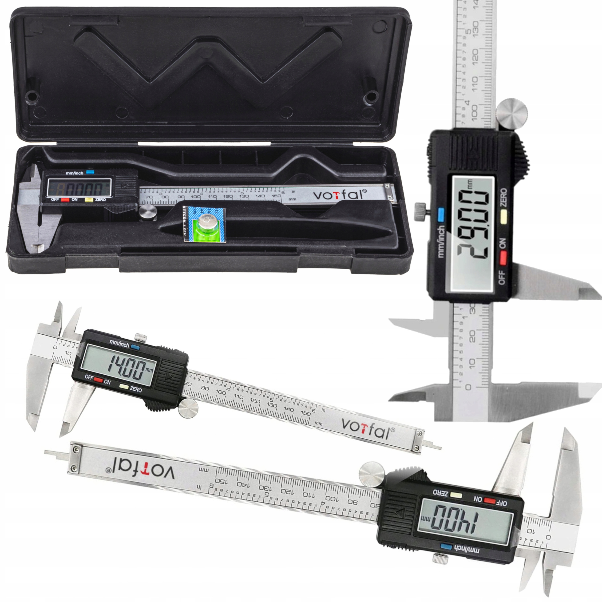 SUWMIARKA ELEKTRONICZNA CYFROWA METALOWA LCD 150MM 0,01 NONIUSZOWA + ETUI | V07401 | 5907737324049