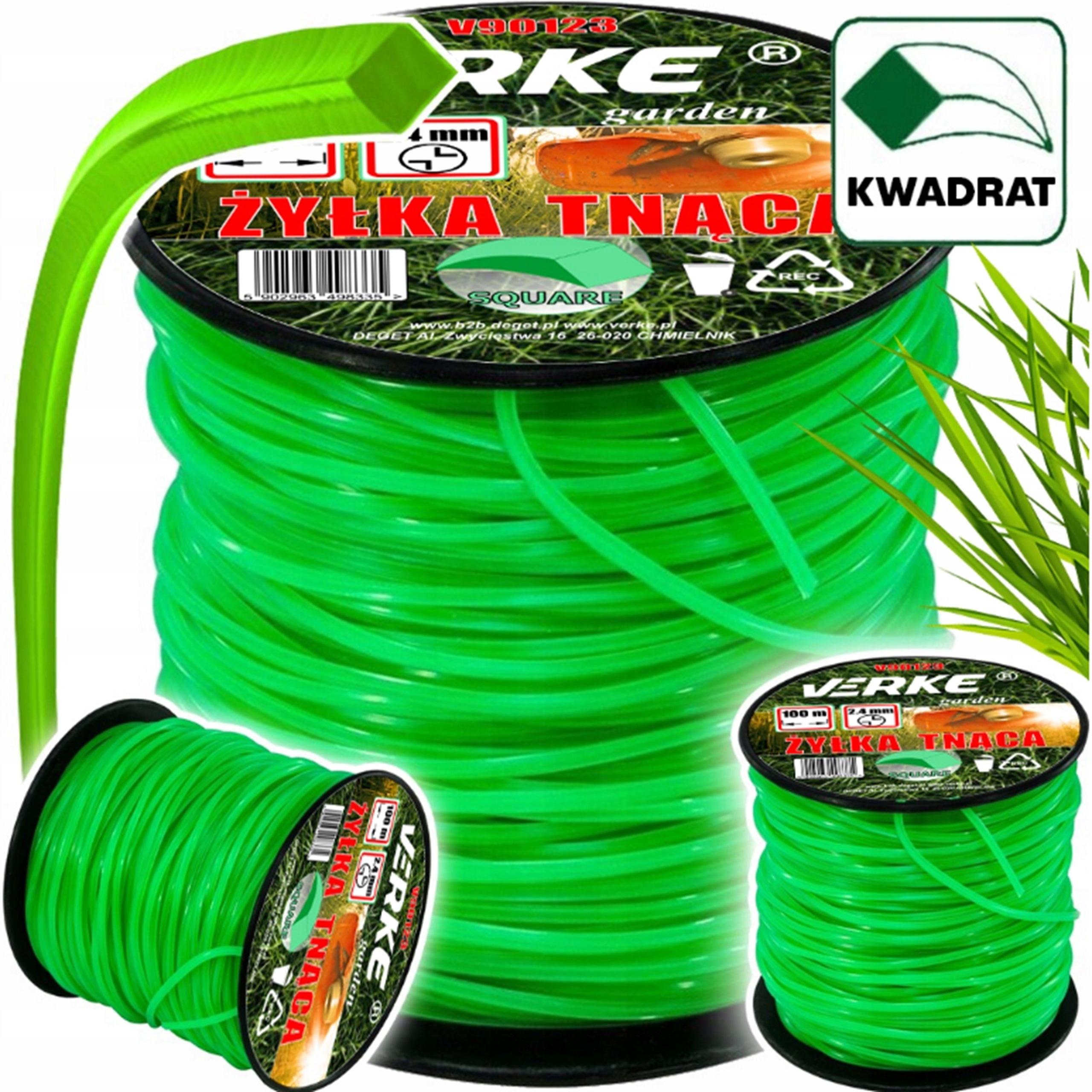 ŻYŁKA TNĄCA KOSY SPALINOWEJ PODKASZARKI WYKASZARKI KWADRAT 2,4mm 100m MOCNA | V90123 | 5902963498335