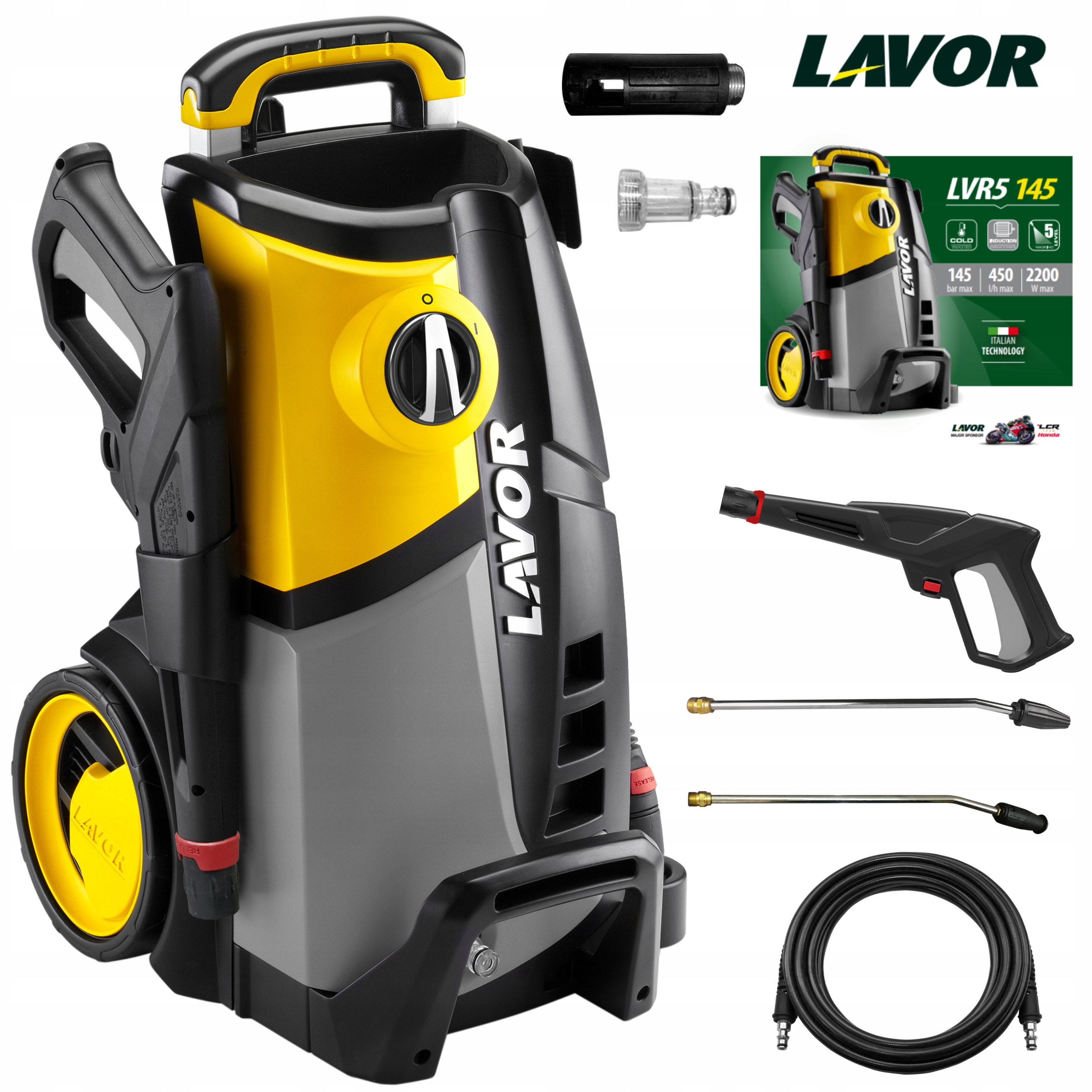 MYJKA CIŚNIENIOWA LAVOR LVR5 145 2100W 145BAR ALUMINIOWA POMPA 450L/H | 8.114.0005C | 8013298214082