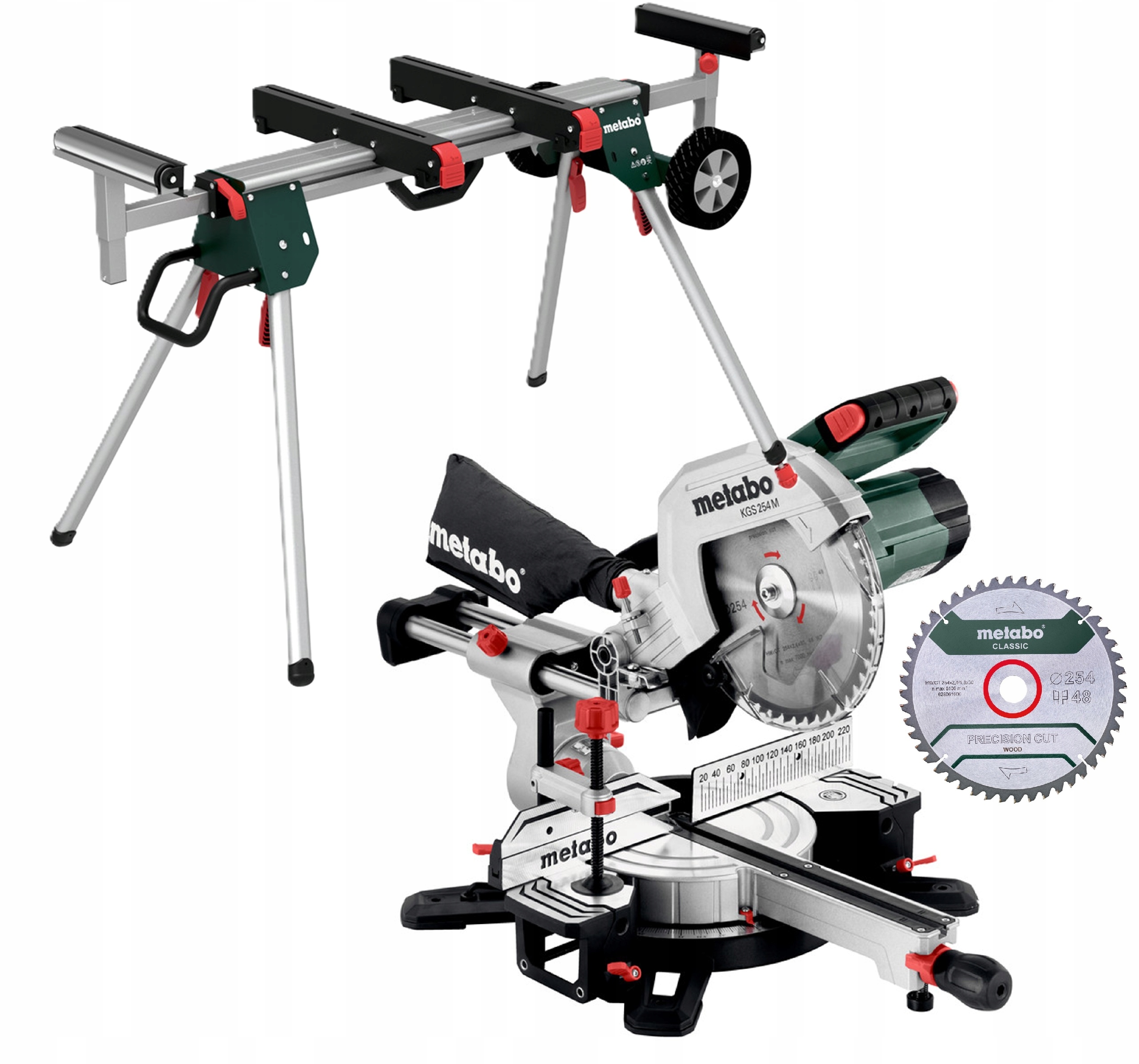 PIŁA UKOŚNICA KAPÓWKA PILARKA UKOSOWA METABO KGS 254 M 1800W + STÓŁ KSU 251 | 613254000+629005000 | 40617922181924007430302236
