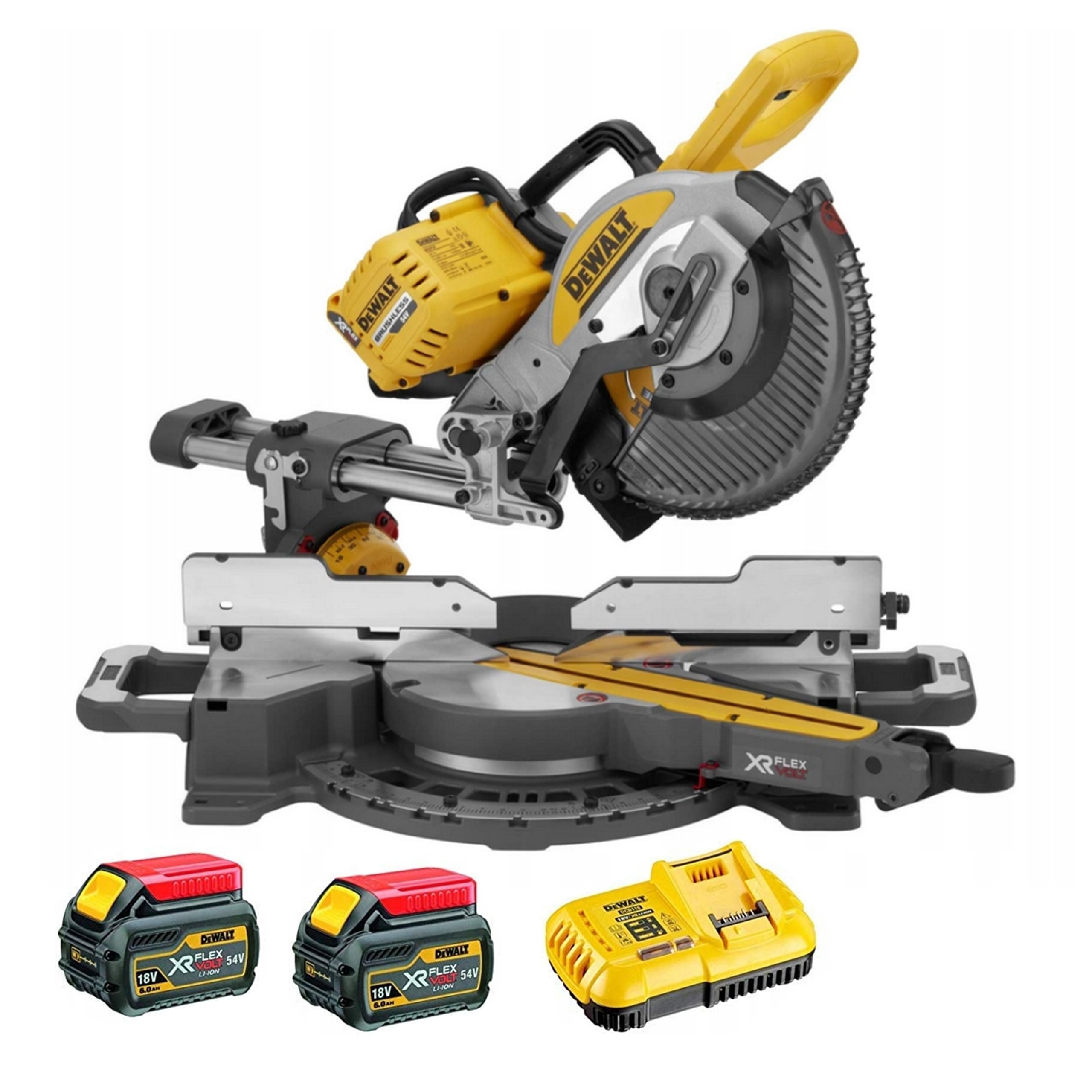 PIŁA UKOŚNICA Z POSUWEM AKUMULATOROWA DEWALT DCS727T2 250mm 2x6,0Ah 54V | DCS727T2-QW | 5035048708019