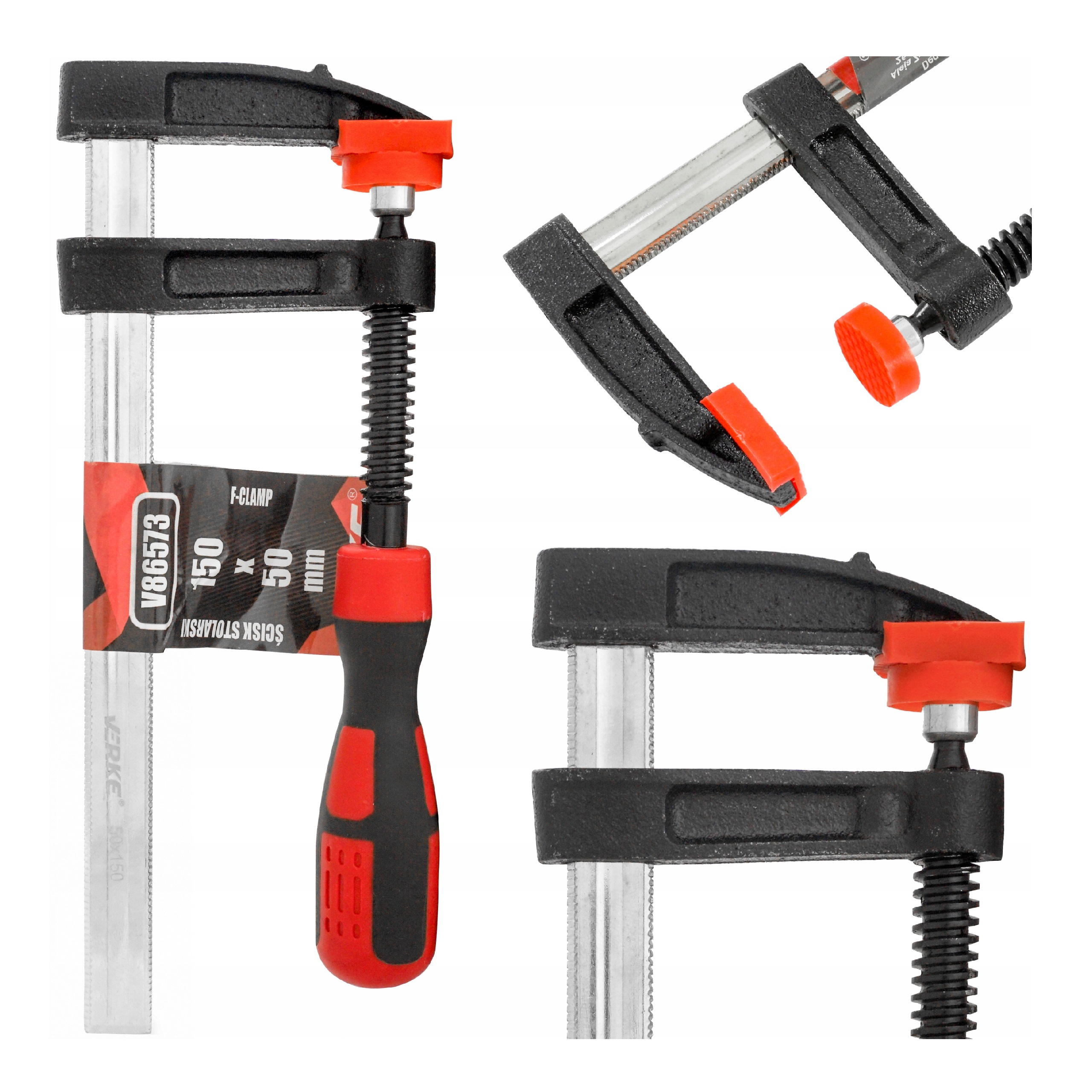 ŚCISK STOLARSKI DO DREWNA ZACISK UCHWYT 150x50mm TYP F WARSZTATOWY STALOWY | V86573 | 5908224743879