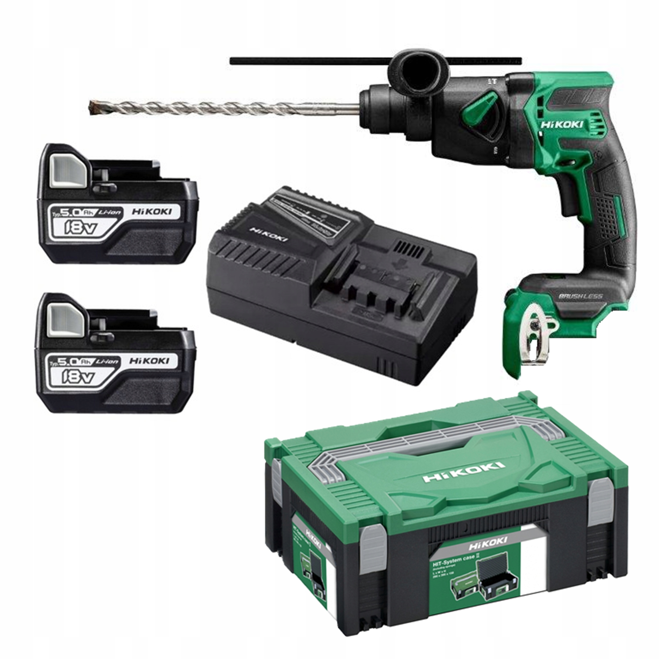 MŁOTOWIERTARKA AKUMULATOROWA SDS-PLUS HIKOKI DH18DPB WPZ 2x5,0Ah 18V | DH18DPBWPZ | 4966376333714