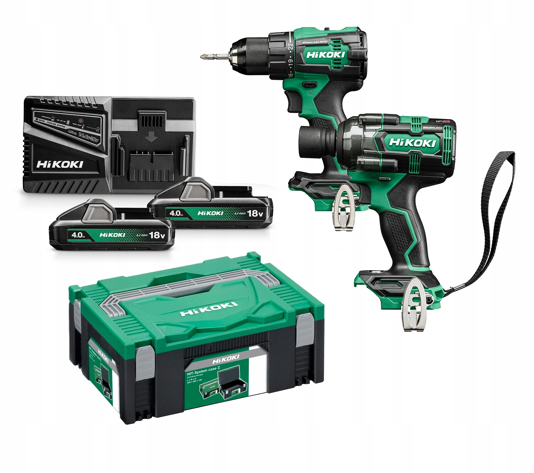 ZESTAW COMBO HIKOKI KC18DE WLZ WKRĘTARKA DS18DE KLUCZ WR18DH 2x4,0Ah 18V BL | KC18DEWLZ | 4966376413683