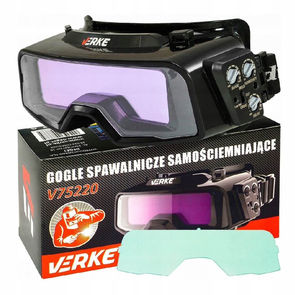 GOGLE SPAWALNICZE OKULARY OCHRONNE SAMOŚCIEMNIAJĄCE MASKA DO SPAWANIA FILTR | V75220 | 5902963498885