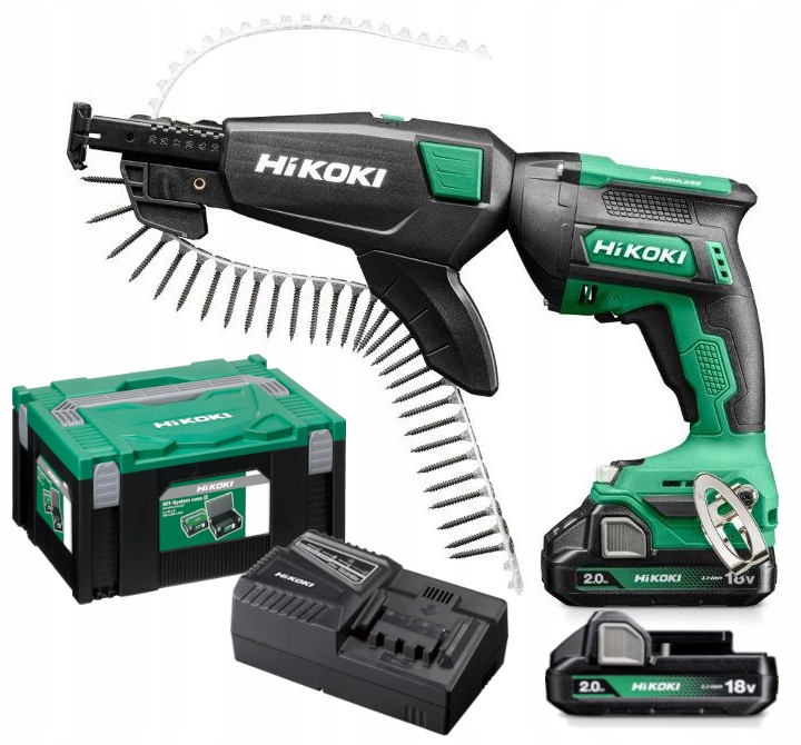 WKRĘTARKA DO PŁYT G/K GIPS KARTONU HIKOKI W18DA WBZ Z MAGAZYNKIEM 2X2Ah 18V | W18DAWBZ | 4966376403868