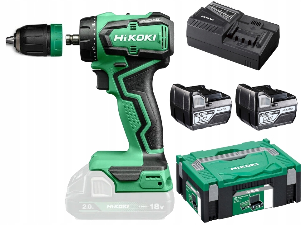 WIERTARKO-WKRĘTARKA HIKOKI 18V DS18DDQ WPZ 2x5,0Ah QUICK WYMIENNE GŁOWICE | DS18DDQWPZ | 4966376411672