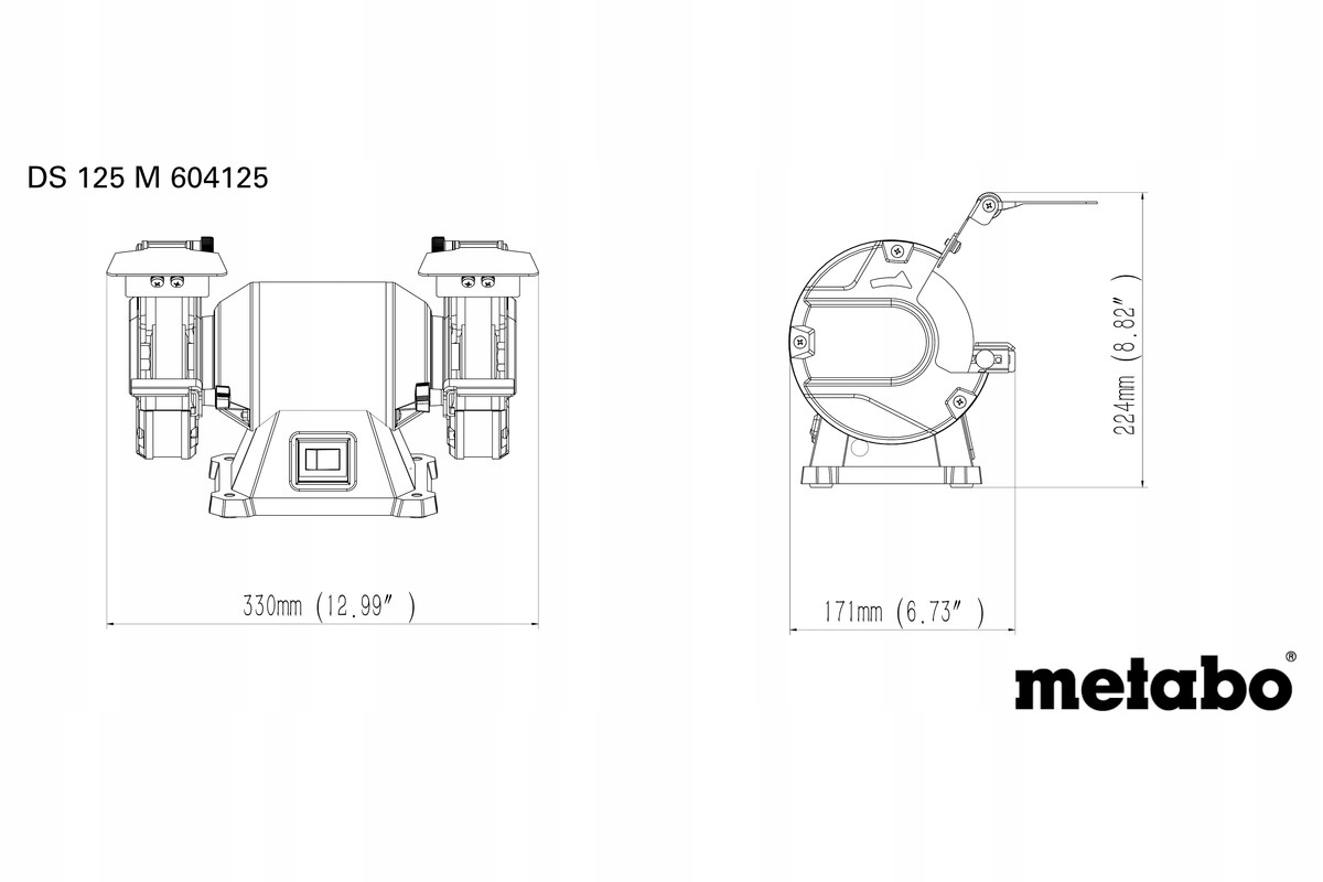 SZLIFIERKA STOŁOWA PODWÓJNA METABO DS 125 M 200W | 604125000 | 4061792225947