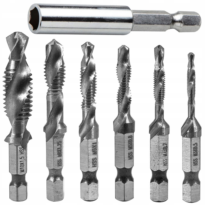 WIERTŁA Z GWINTOWNIKAMI GWINTUJĄCE HSS M3 - M10 GWINTOWNIKI 6 SZT + UCHWYT | V86231 | 5904673570899