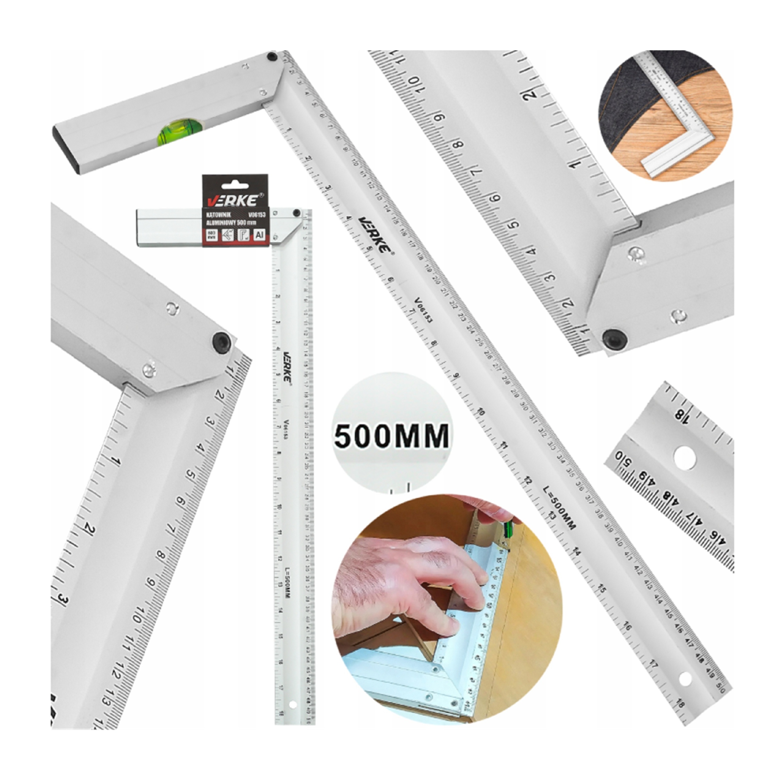 KĄTOWNIK STOLARSKI CIESIELSKI ALUMINIOWY BUDOWLANY WINKIEL PRZYMIAR 500mm | V06153 | 5908224749505