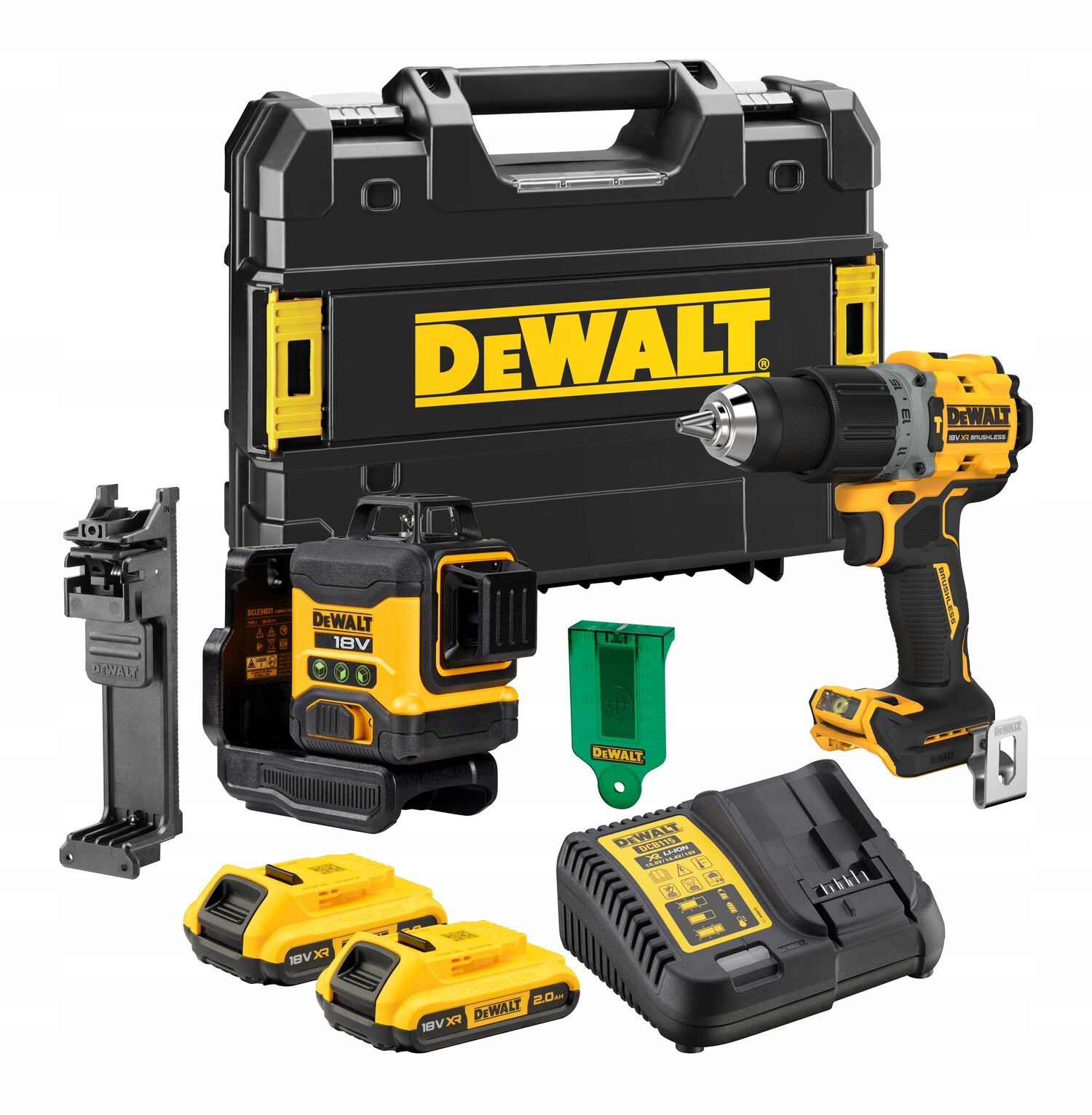 ZESTAW COMBO DEWALT DCK2095D2T DCD805+LASER 3x360 DCLE34031 2x2,0Ah 18V | DCK2095D2T-QW | 5054905311834