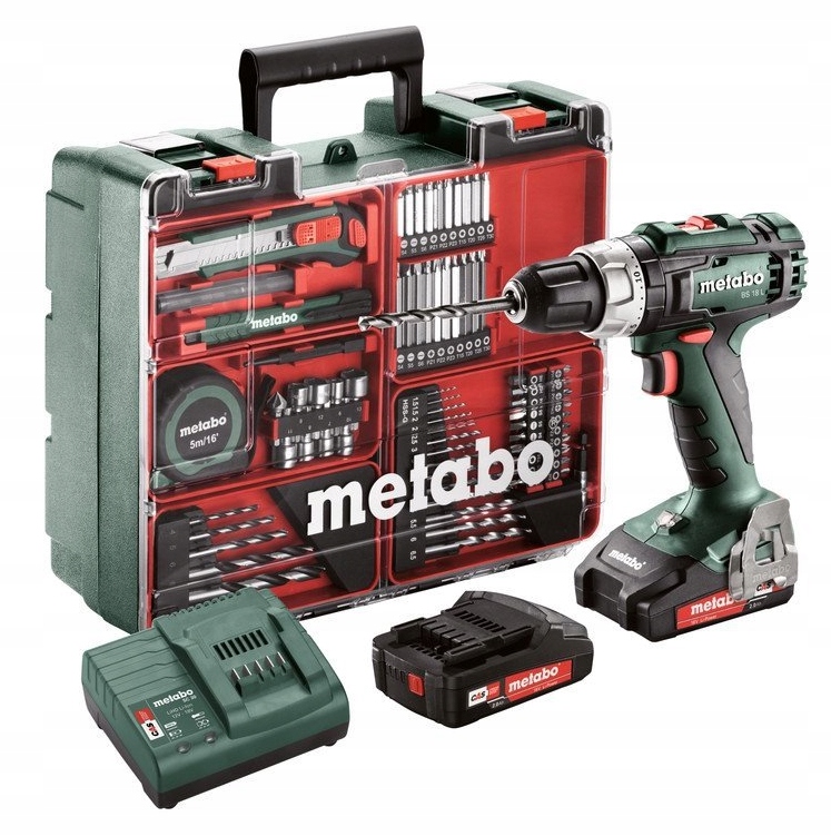 WIERTARKO-WKRĘTARKA METABO BS 18 L Set MOBILNY WARSZTAT ZESTAW 74 EL. | 614051710 | 4061792252219
