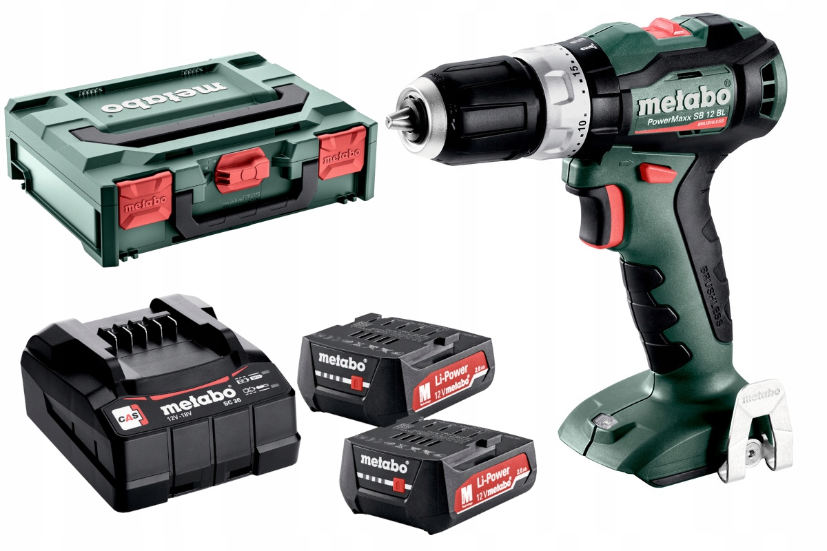 WIERTARKO-WKRĘTARKA UDAROWA METABO PowerMaxx SB 12 BL 2X2,0Ah 45Nm 12V | 601046500 | 4061792235182