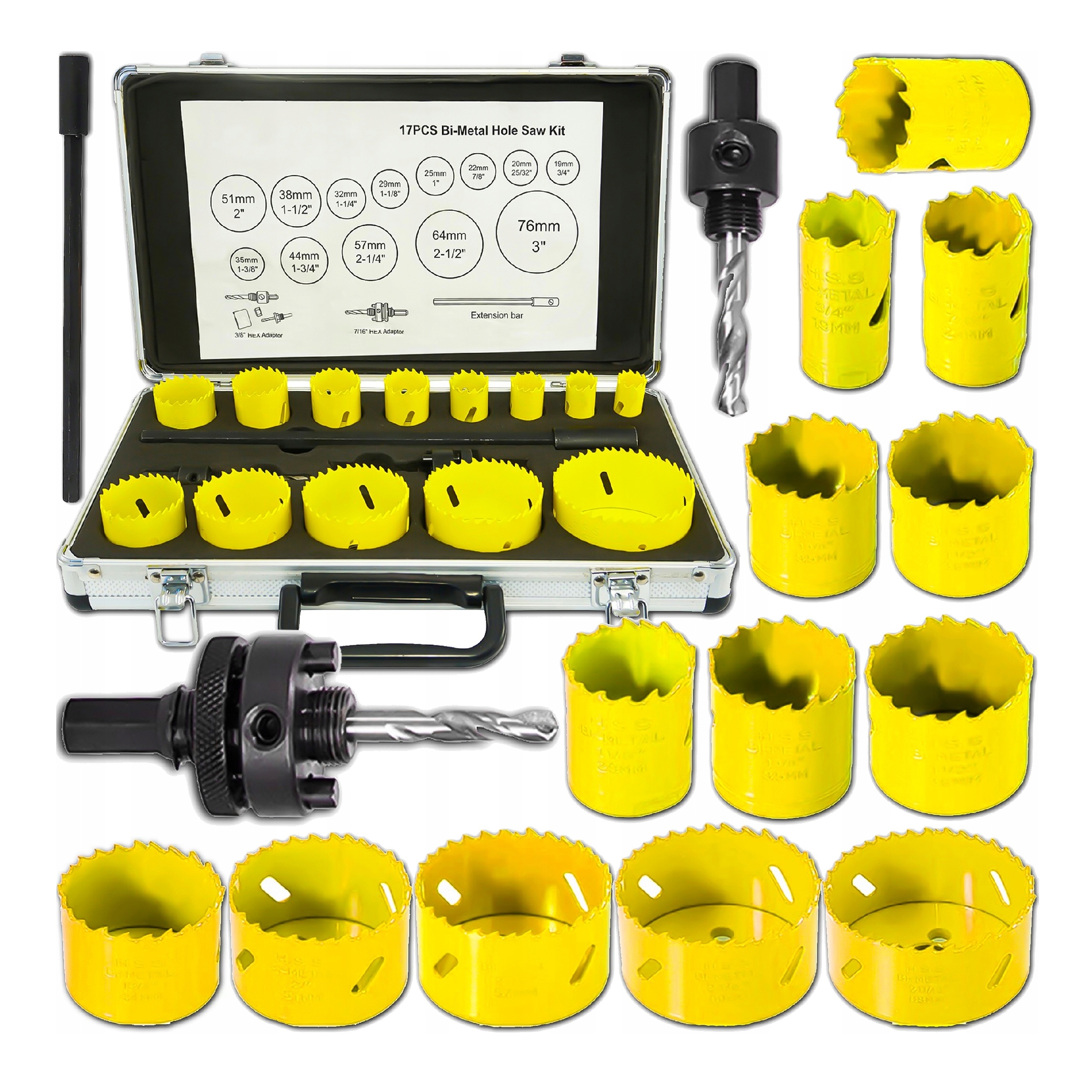 OTWORNICE DO METALU DREWNA WIERTŁA ZESTAW OTWORNIC BIMETALOWYCH BI-METAL 17 | V05090 | 5902963497338