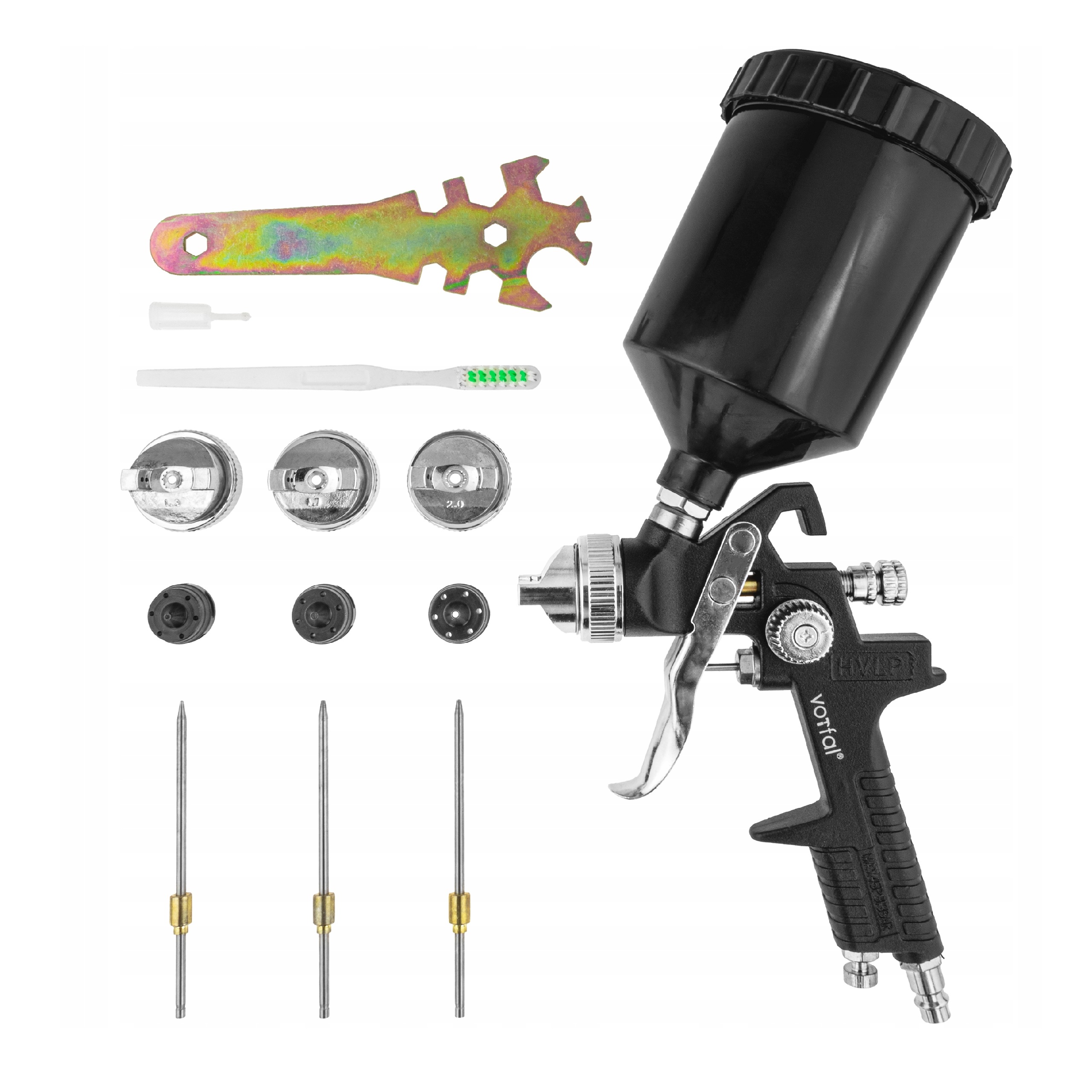 PISTOLET LAKIERNICZY DO MALOWANIA 4x DYSZA HVLP 1.3 1.4 1.7 2.0 MM BLACK | V01103 | 5905475660542