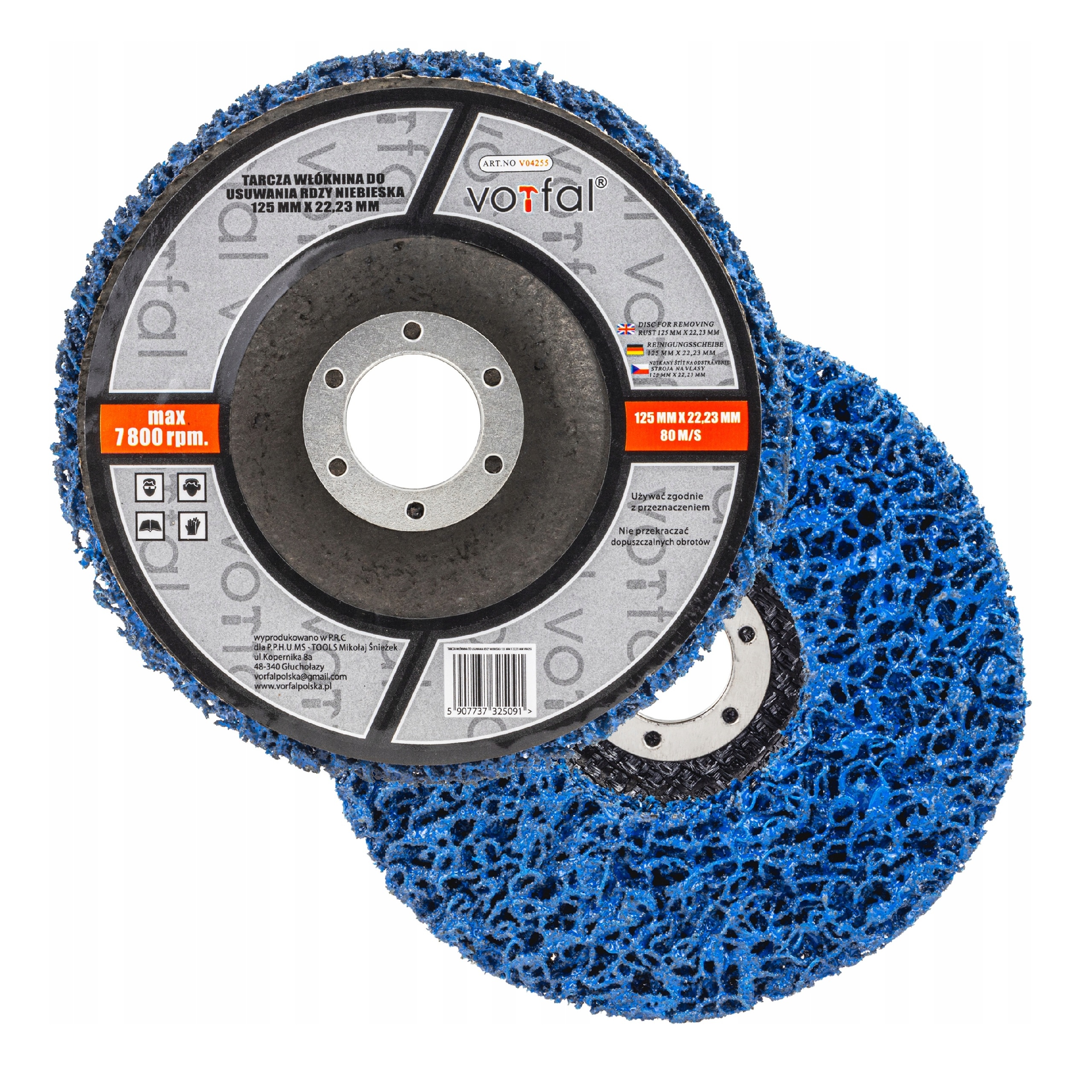 TARCZA WŁÓKNINA USUWANIA RDZY METALU DREWNA STALI WŁOSY MURZYNA 125MM INOX | V04255 | 5907737325091