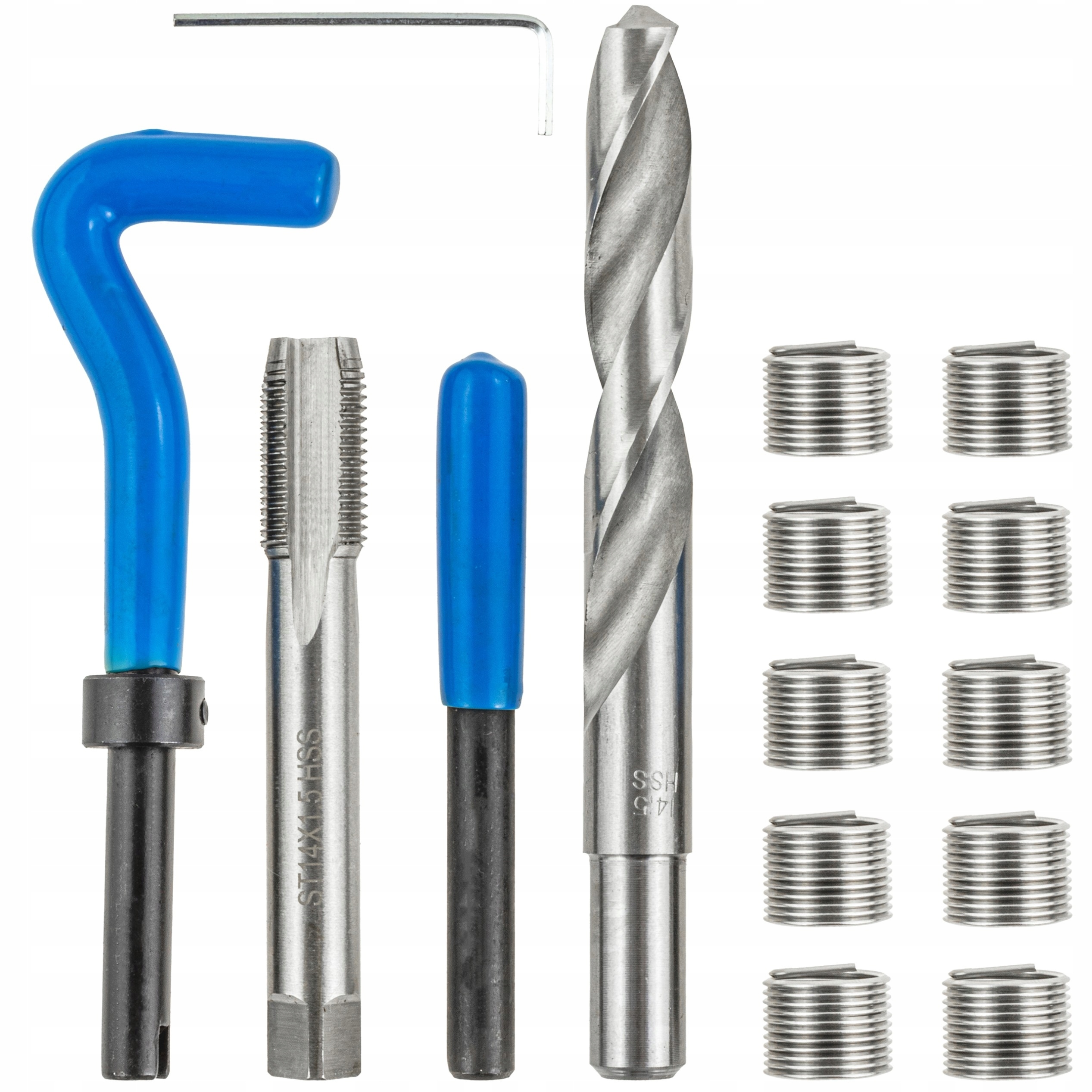 ZESTAW NAPRAWCZY DO GWINTÓW M14x1.5 NAPRAWY ZERWANYCH GWINTU 10 SPRĘZYNEK | V077081 | 5905475664441