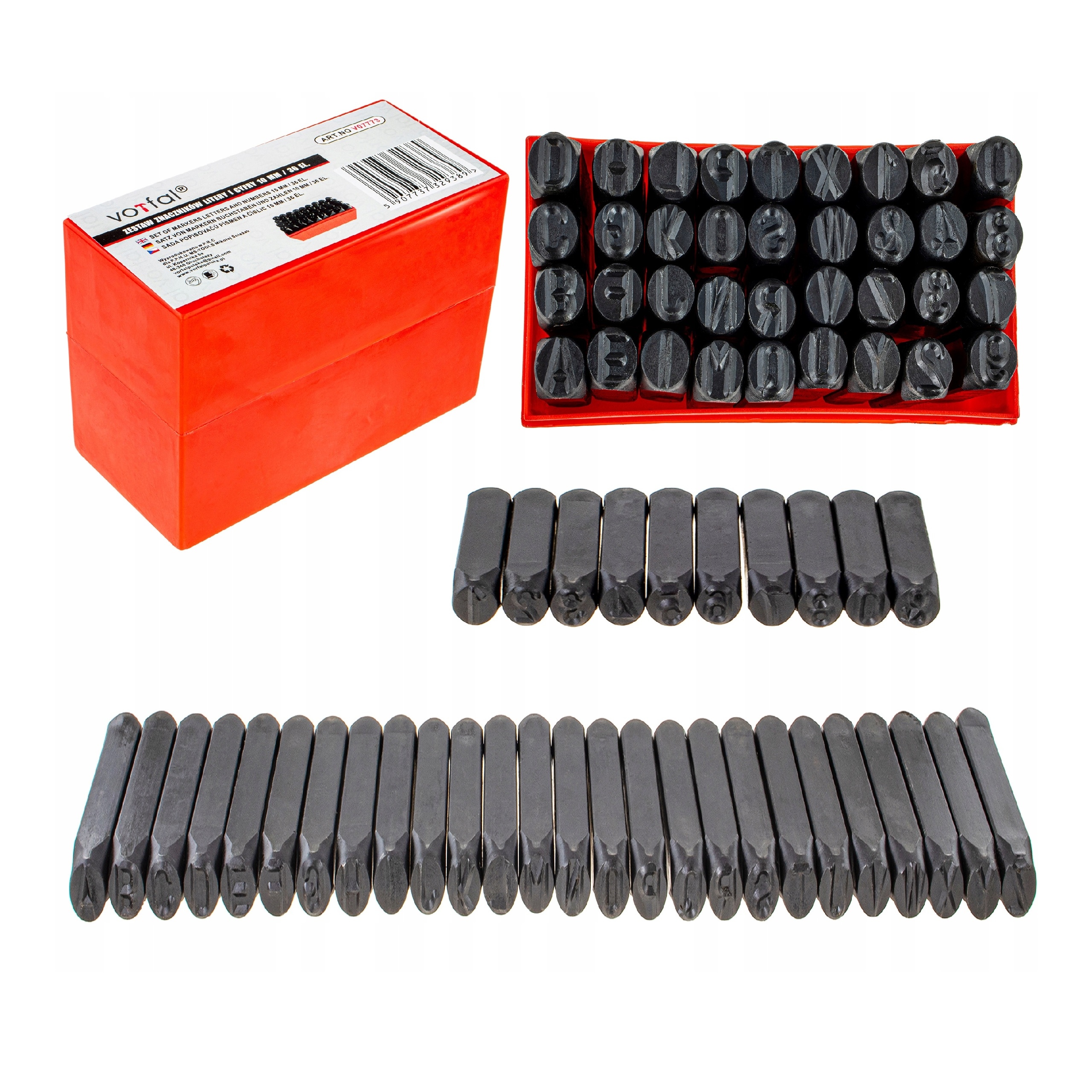 NUMERATORY WYBIJAKI ZNACZNIKI LITERY CYFRY STEMPLE DO STAL 10MM 36 SZTUK | V07773 | 5907737329389