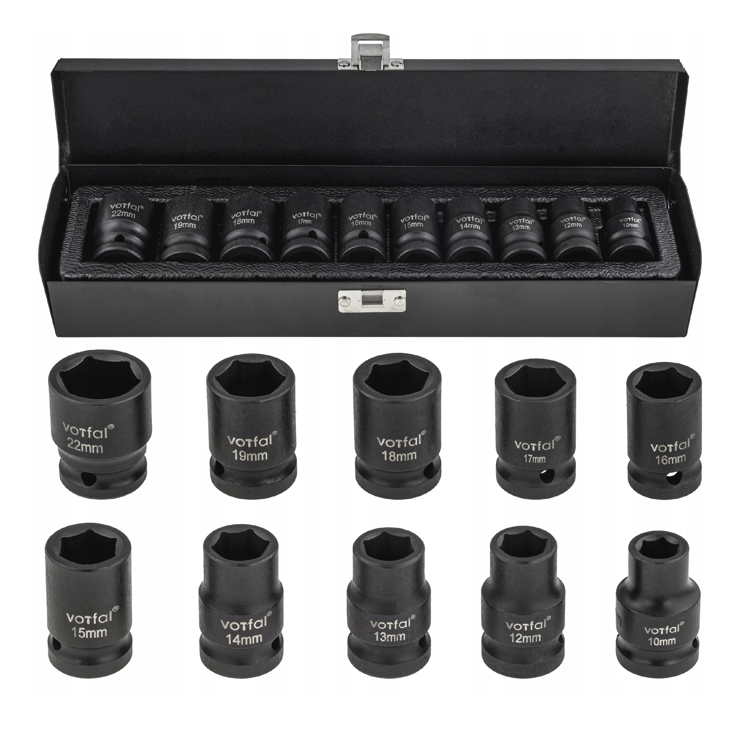 NASADKI UDAROWE 1/2 ZESTAW NASADEK UDAROWYCH KLUCZY NASADOWYCH 10-22MM 10EL | V088135 | 5905475663543