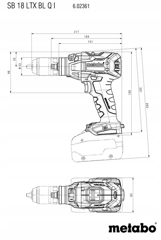 WIERTARKO-WKRĘTARKA UDAROWA METABO SB 18 LTX BL Q I BODY 18V 130Nm QUICK | 602361850 | 4061792188150