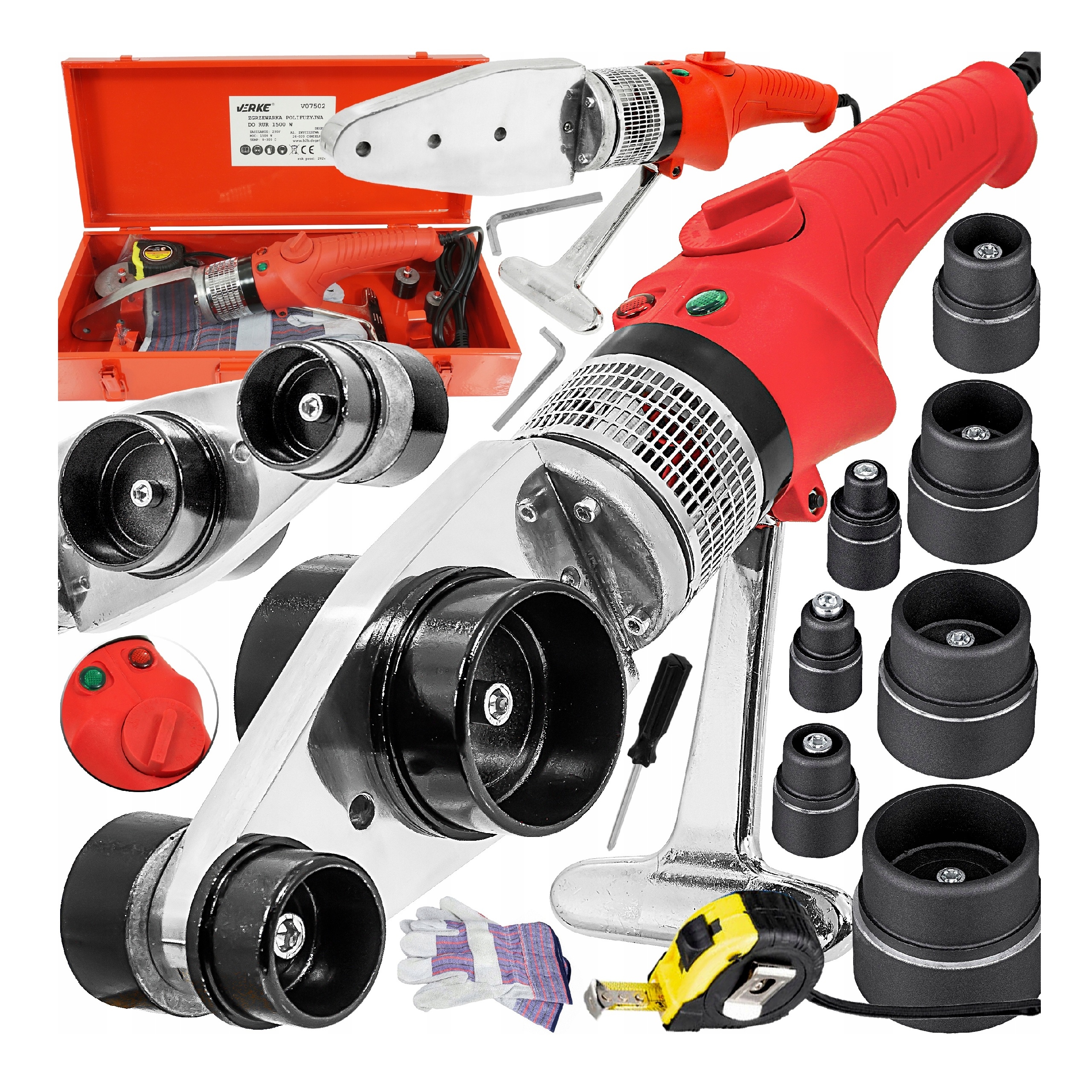 ZGRZEWARKA POLIFUZYJNA DO ZGRZEWANIA RUR PP PCV 16-63 MOCNA +KAMIENIE 7 SZT | V07502 | 5902963494443