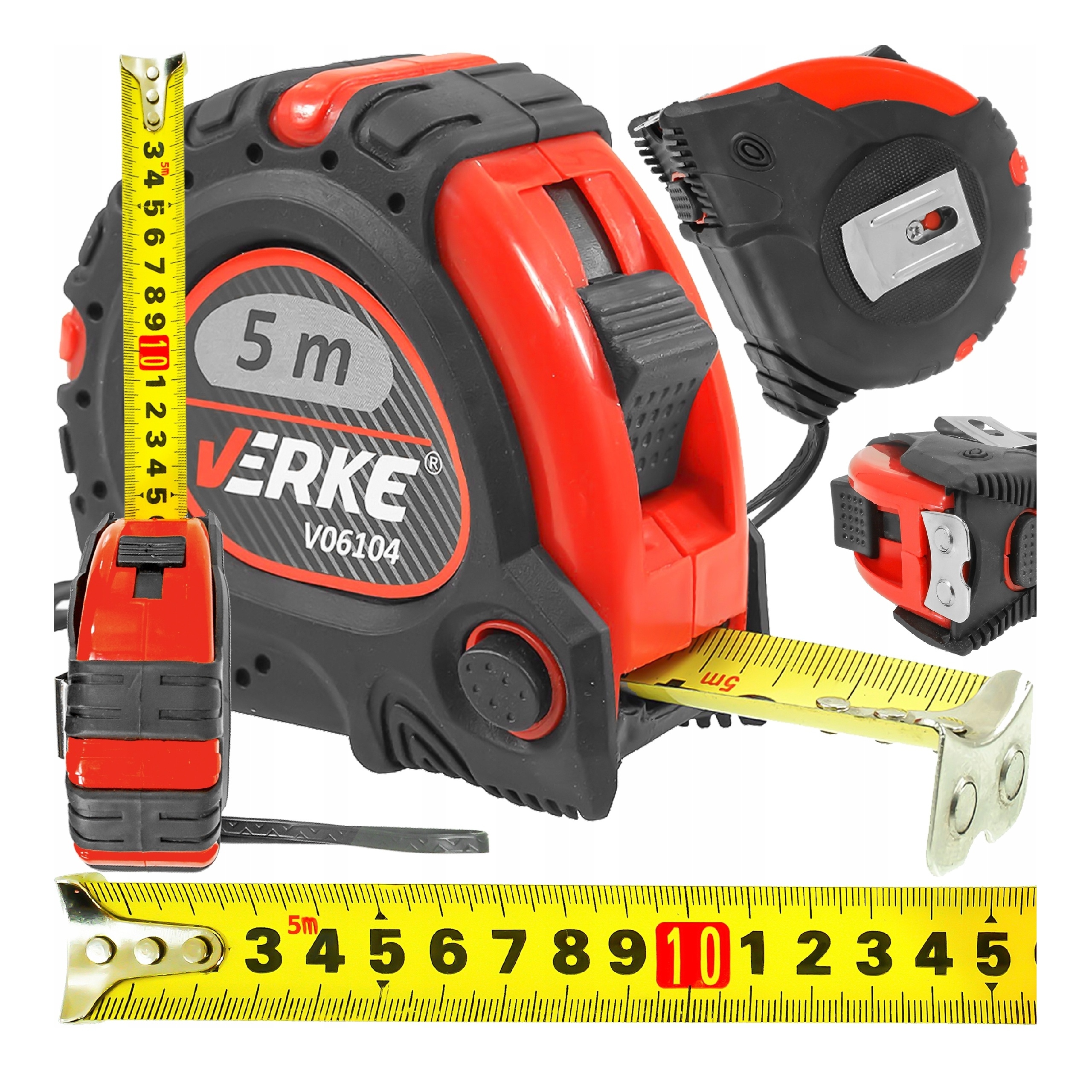 METRÓWKA RĘCZNA MIARKA METR ZWIJANY TAŚMA MIERNICZA MIARA ŻÓŁTA 5M METRÓW | V06104 | 5904673571353